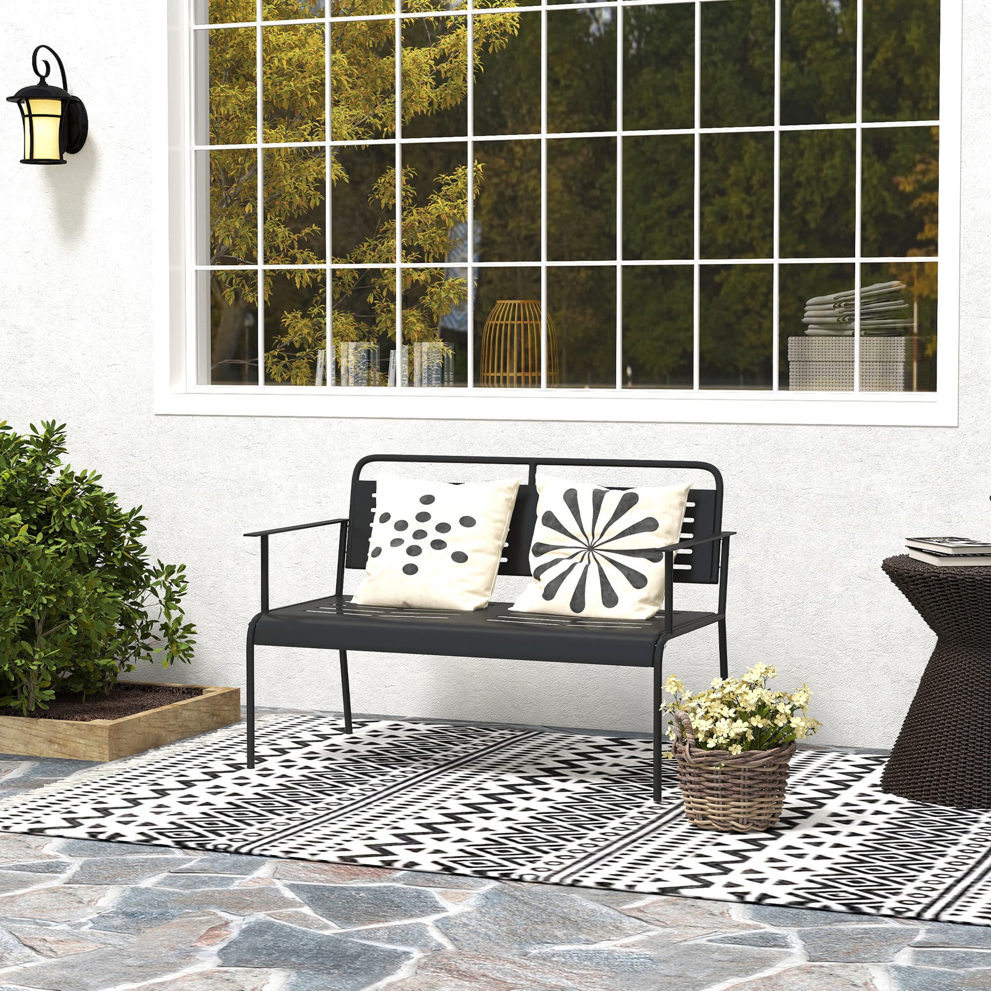 Outsunny Gartenbank mit Lamellen-Design, Rücken- & günstig online kaufen