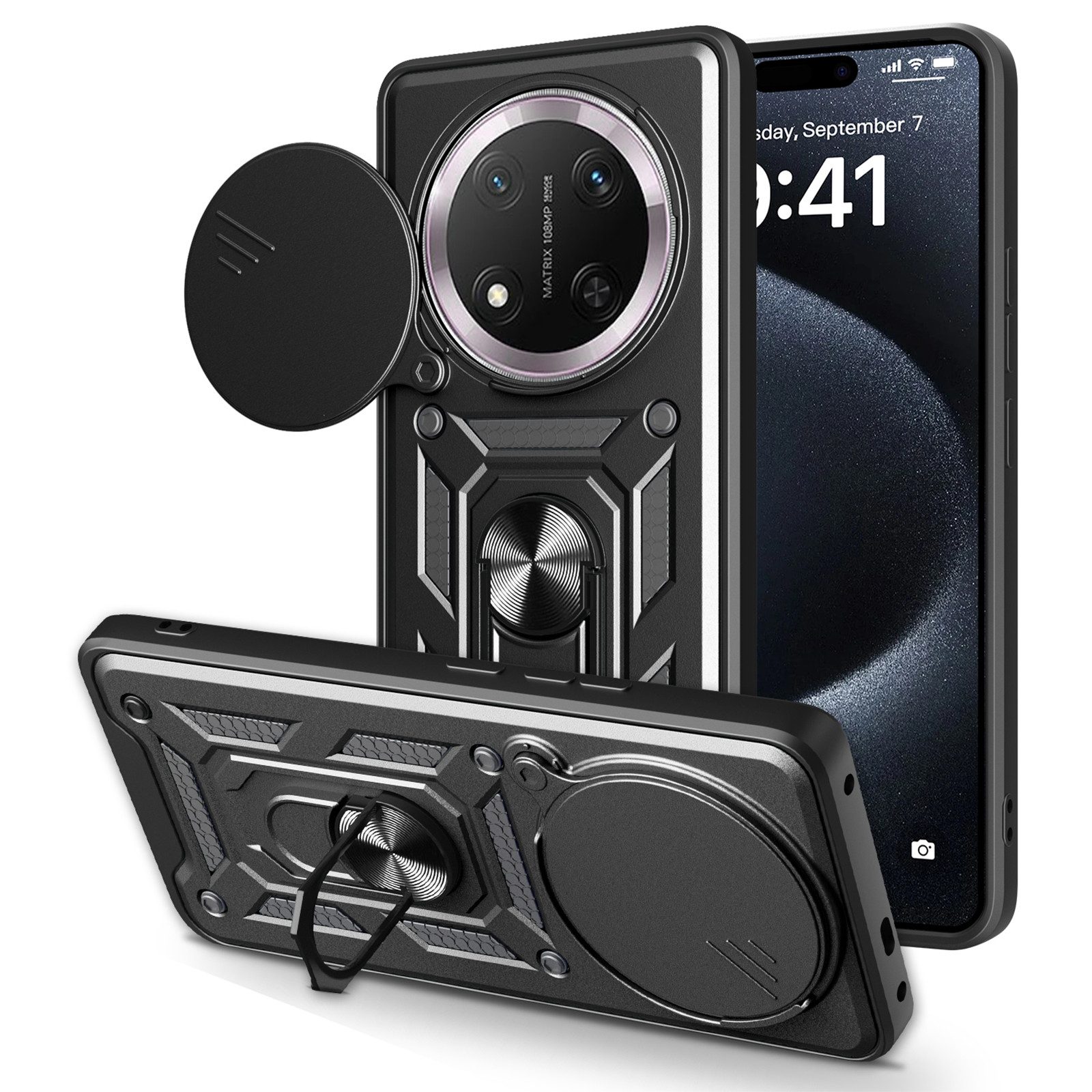 betterfon Handyhülle Panzer Hülle für Honor Magic 7 Lite Outdoor Case mit Kameraschutz, Outdoorhülle mit Ringhalter Smartstand und Silikonkern