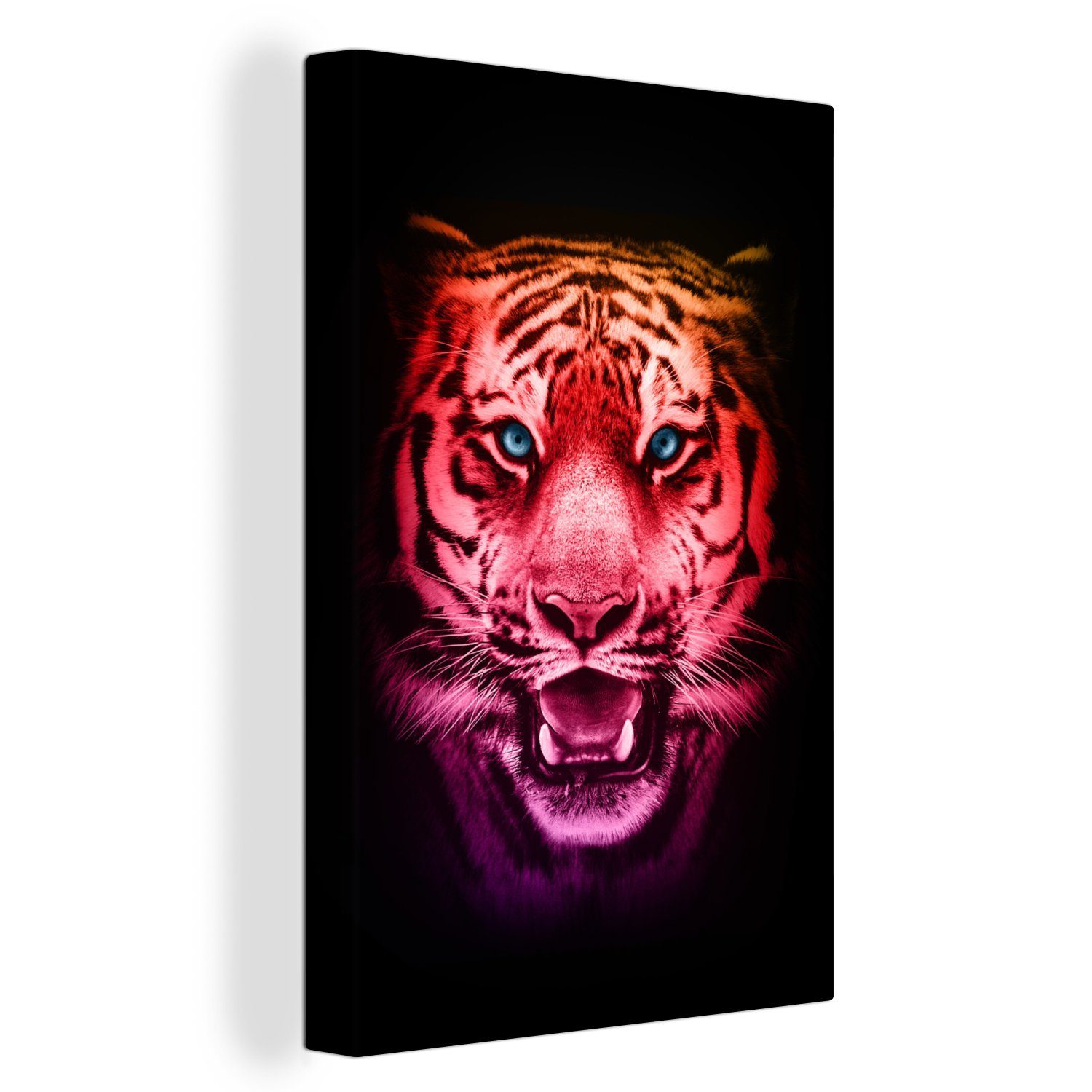 OneMillionCanvasses® Leinwandbild Tiger - Orange - Rot, (1 St), Leinwandbild fertig bespannt inkl. Zackenaufhänger, Gemälde, 20x30 cm