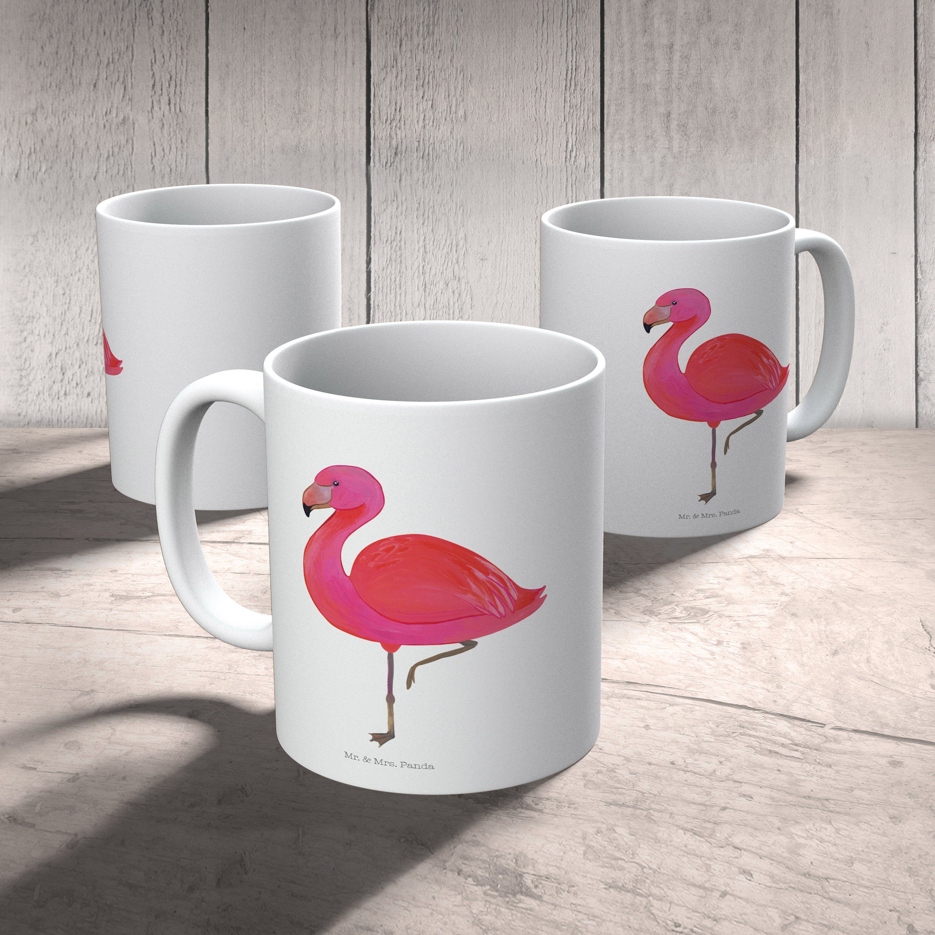 Mr. & Mrs. Panda Tasse rosa, Weiß classic Tasse, Motive, Tasse - Geschenk, Keramik - Kerami, Flamingo