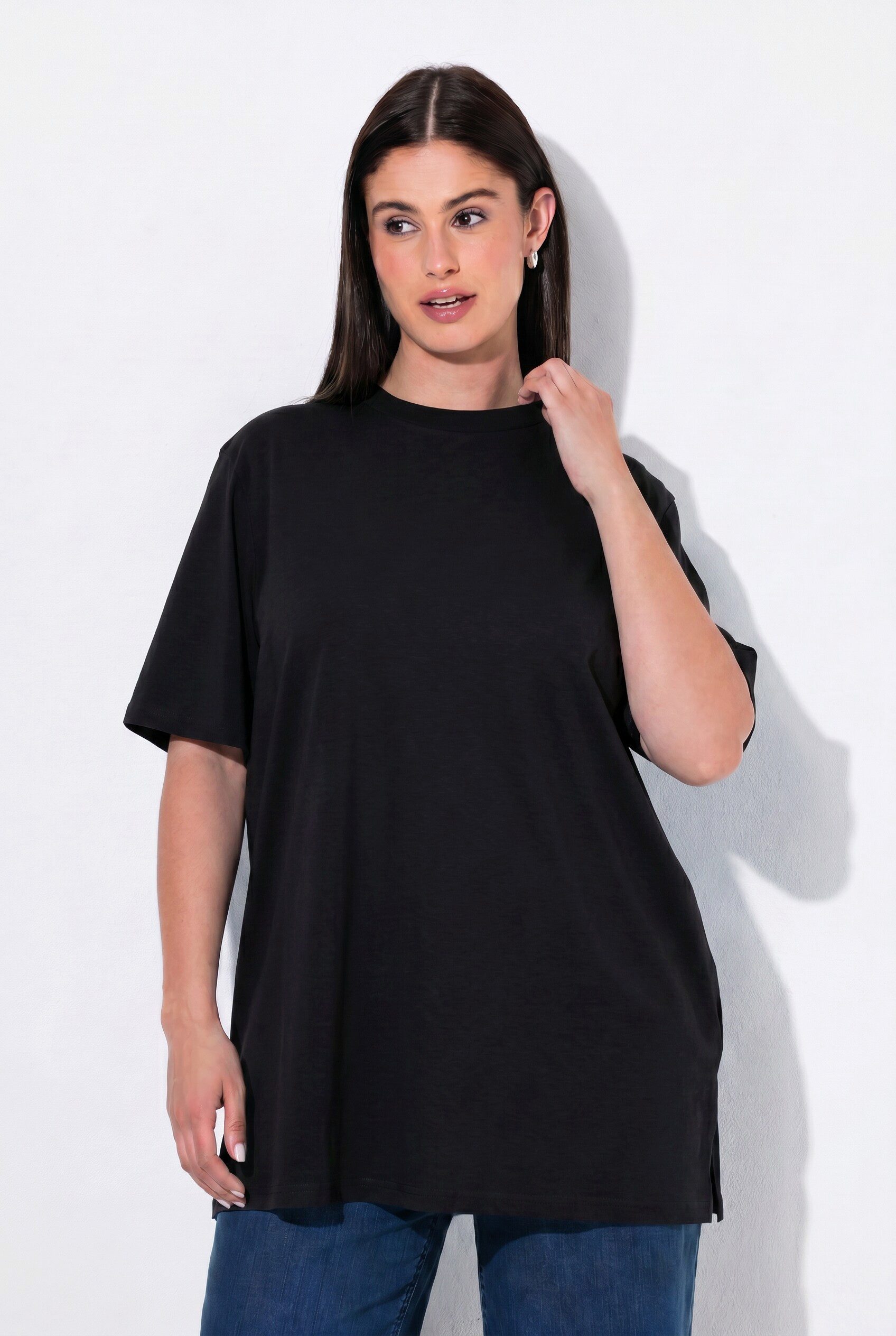 Ulla Popken T-Shirt T-Shirt Stehkragen Halbarm