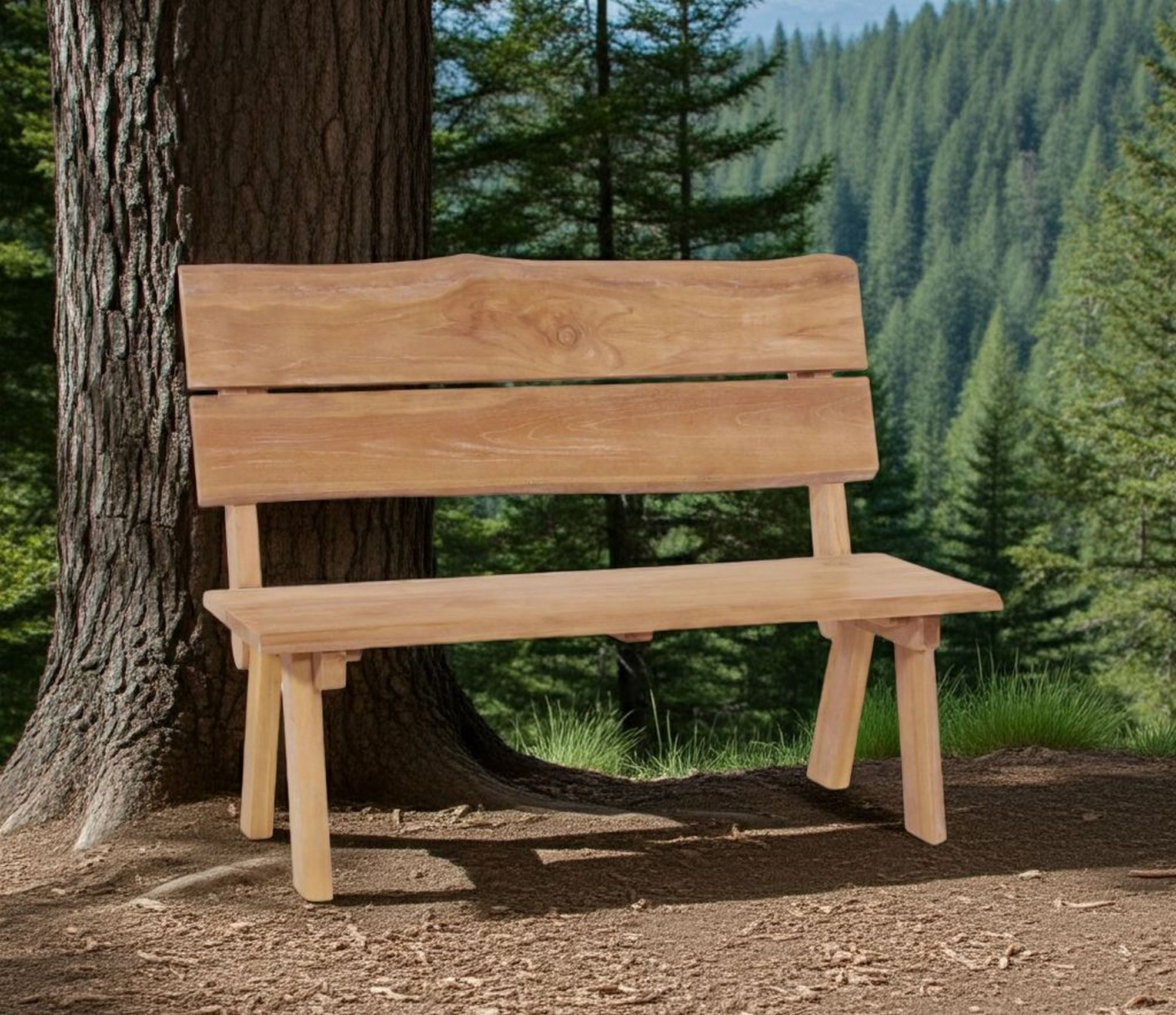 Lesli Living Gartenbank Lesli Living Gartenbank, Rustikal-Bank Baumstamm, Teak 130 cm
