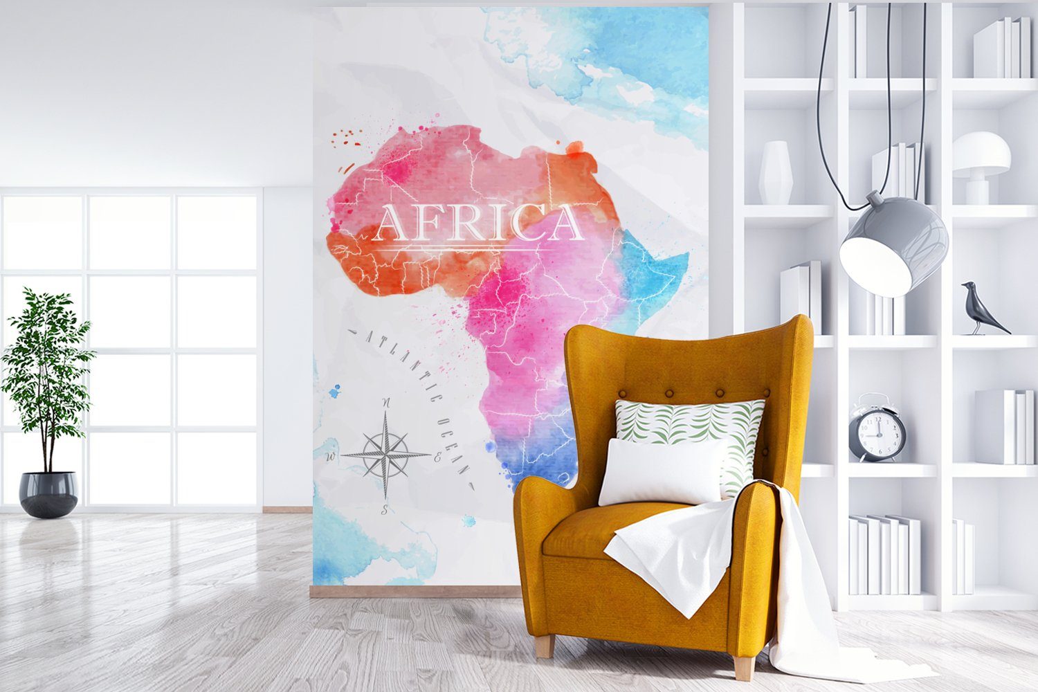 (3 bedruckt, Ölfarben, Vinyl für Afrika Wandtapete Montagefertig Fototapete - Matt, Farben Tapete Wohnzimmer, - St), MuchoWow