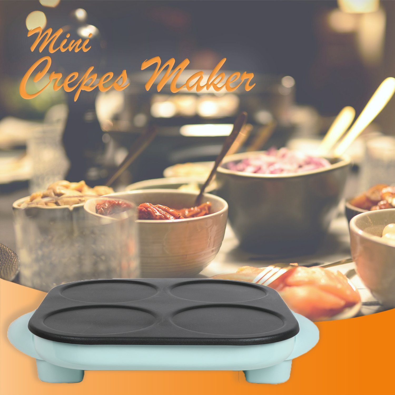 Watt Personen Crepes 4 Maxi LIVOO 1500 Mini-Crepes Raclette blau LIVOO Maker