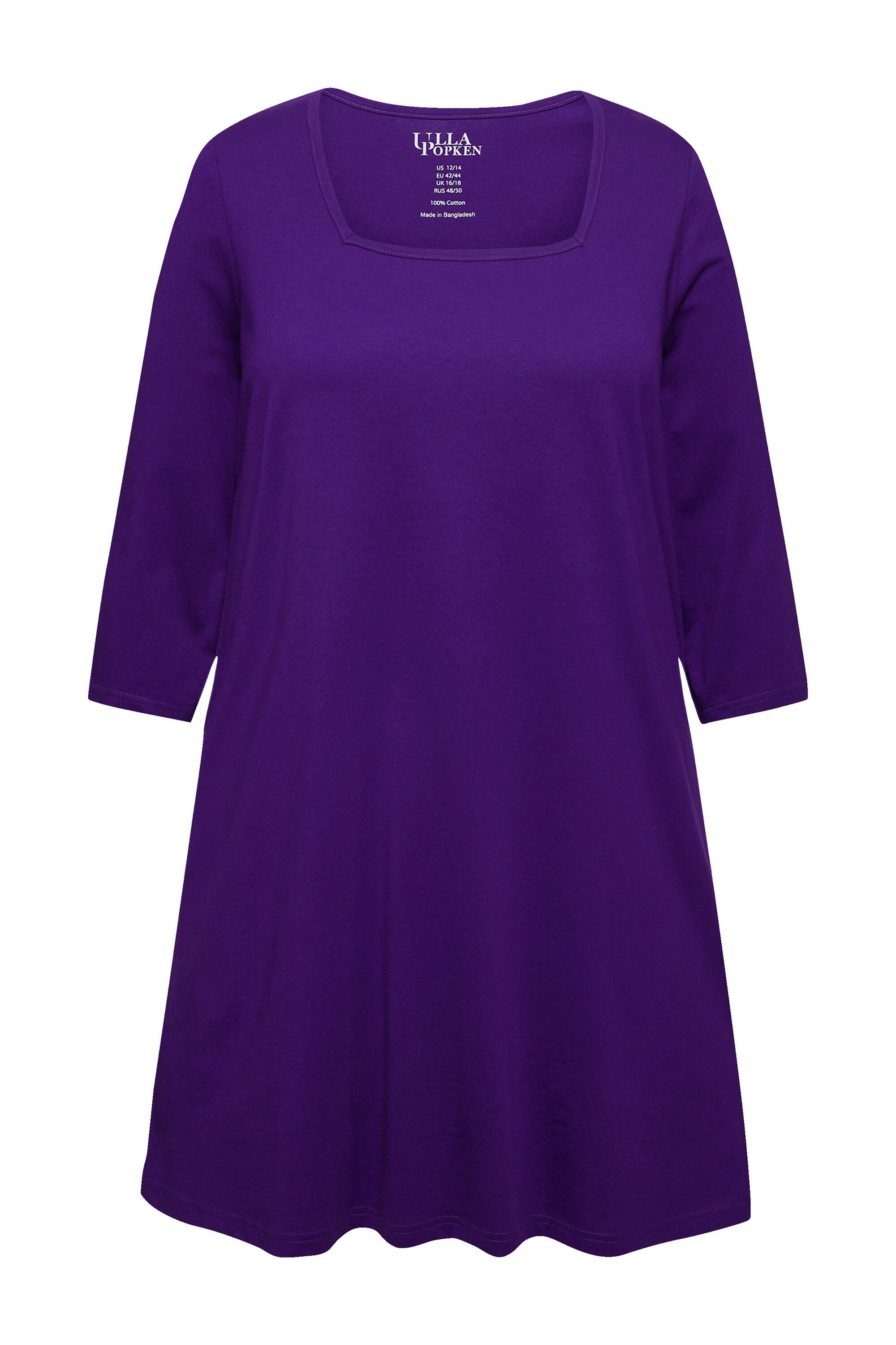 Ulla Popken Longshirt Longshirt A-Linie Carré-Ausschnitt 3/4-Arm günstig online kaufen