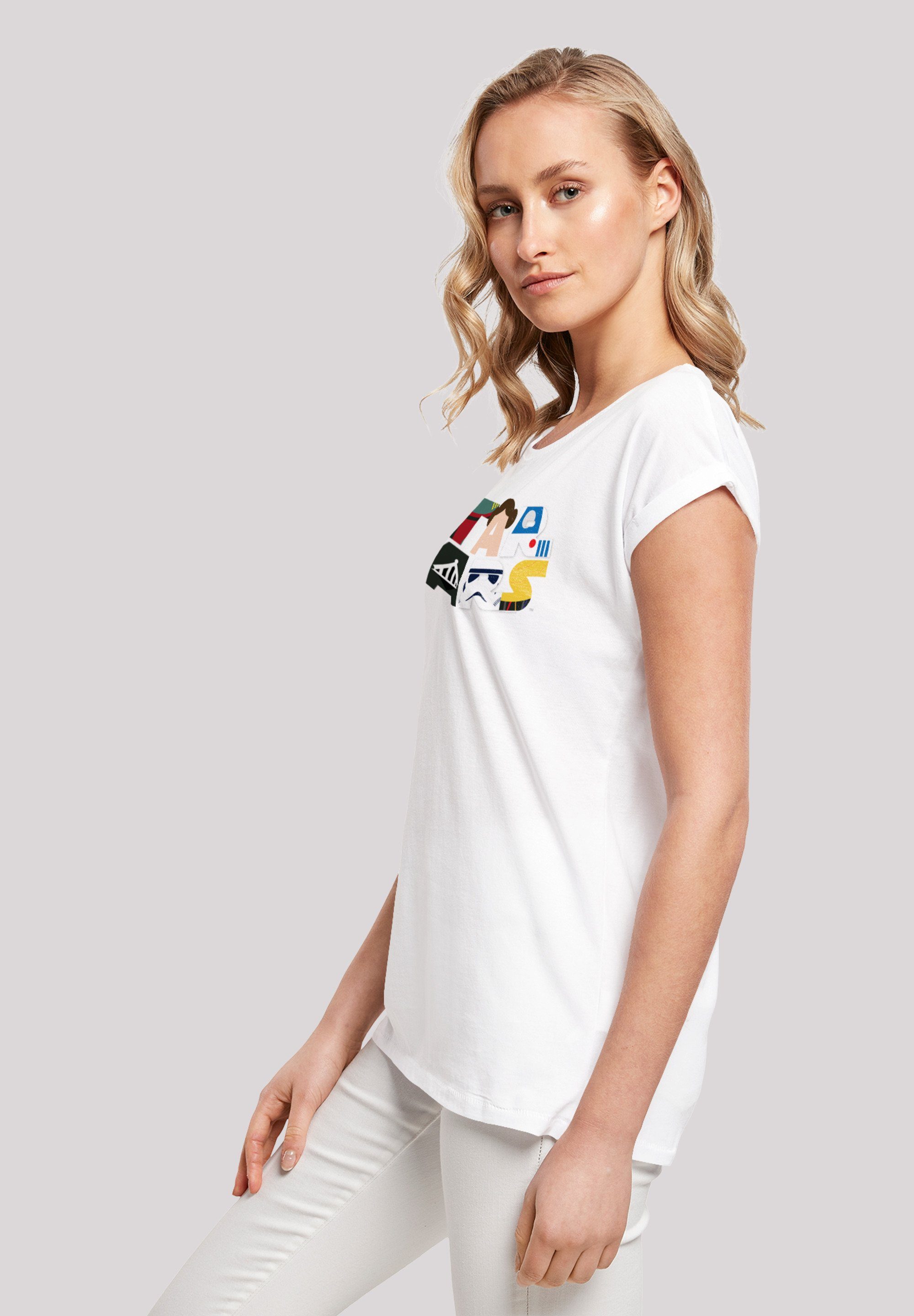 F4NT4STIC Kurzarmshirt Damen Star (1-tlg) Tee Shoulder Character Wars white Ladies Extended with Logo