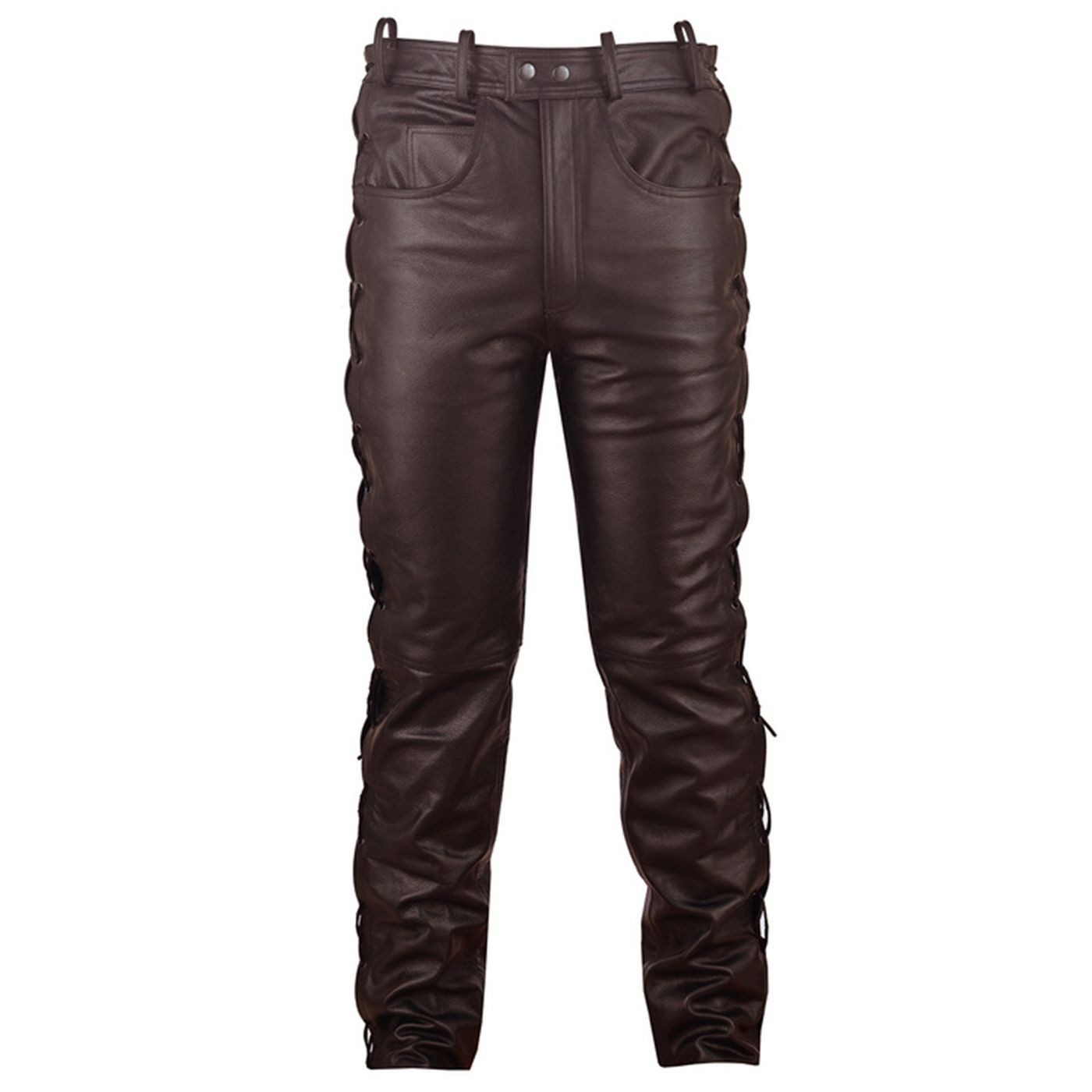 German Wear Lederhose GW860 Brown Lederjeans Büffelleder geschnürt Braun günstig online kaufen