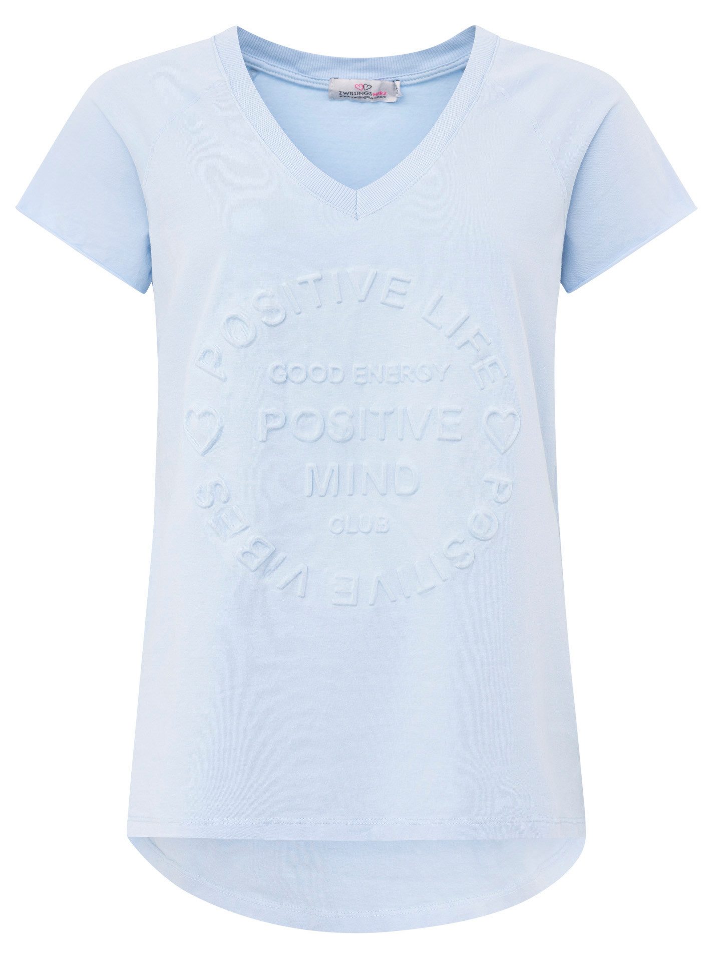 Zwillingsherz Kurzarmshirt "Positive Mind" V-Ausschnitt, Kurzarm, hinten et günstig online kaufen