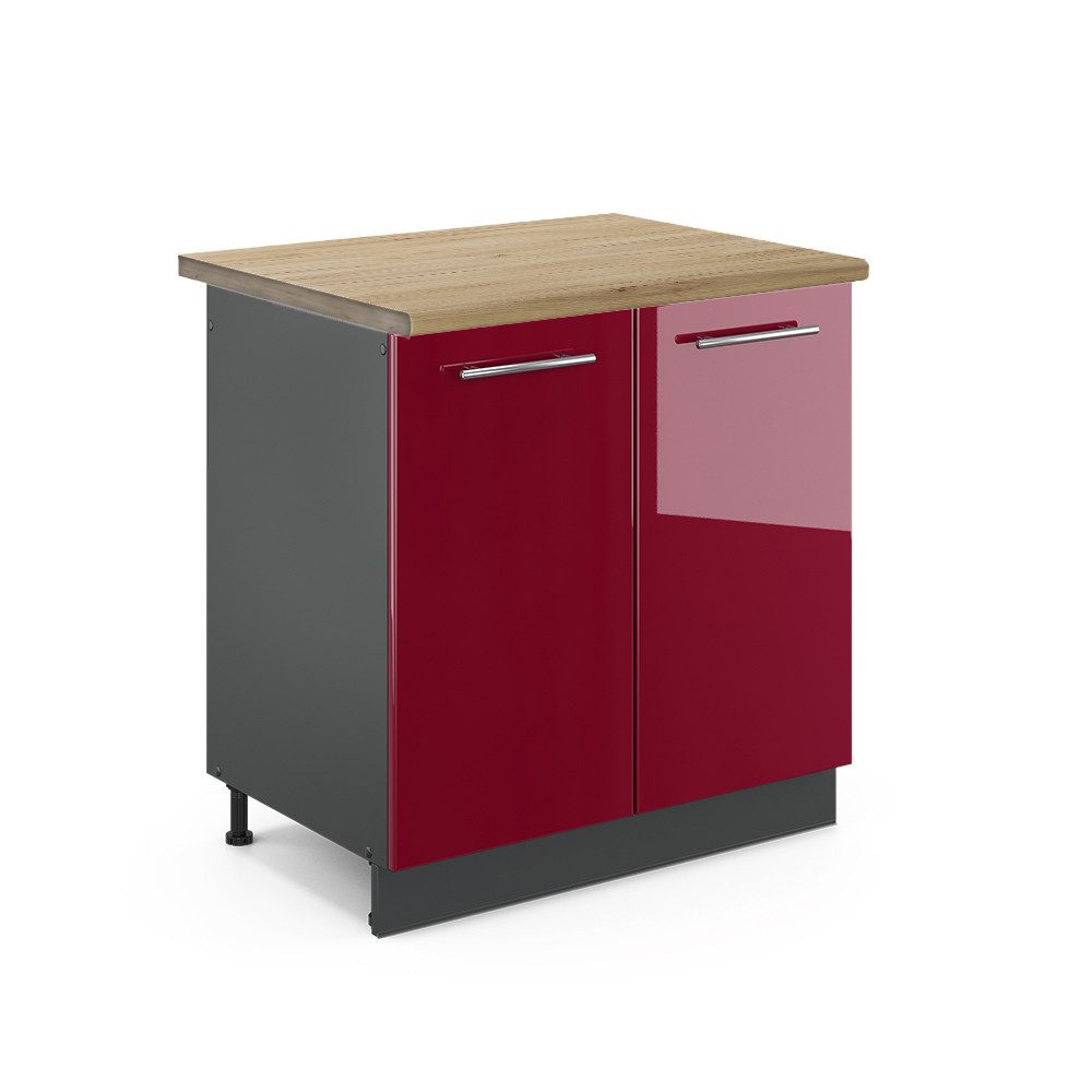 Vicco Spülenunterschrank Fame-Line, Bordeaux Hochglanz/Anthrazit, 80 günstig online kaufen