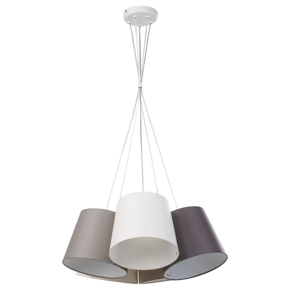 famlights Pendelleuchte famlights, Pendelleuchte Lorenz aus Stoff in Beige, Braun 5-flammig