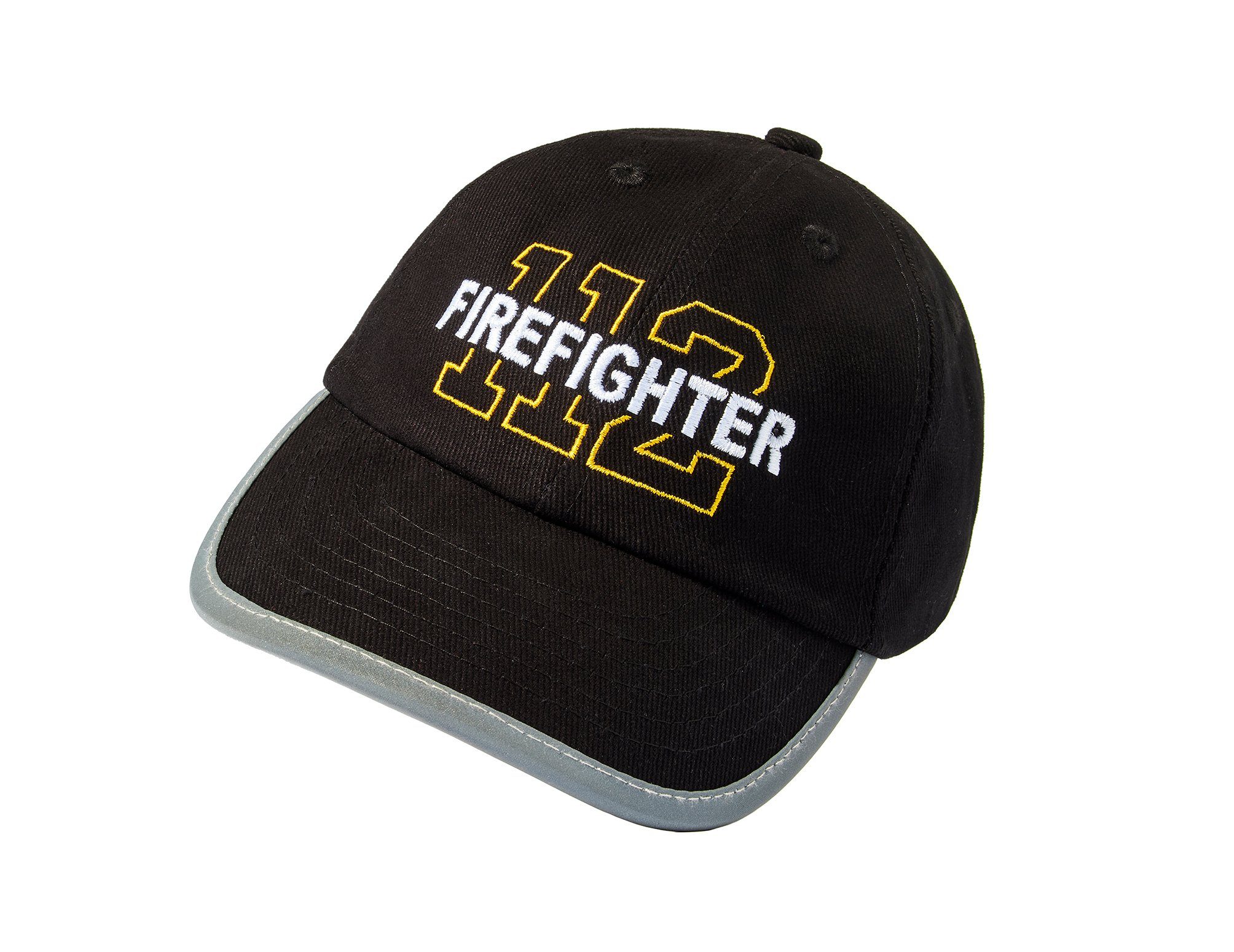 Feuerwehrauto Einheitsgröße, (inkl. Baseball 3 Size - Schwarz Sticker), Kappe Stick, Klett-Verschluss One Firefighter Cap Baddery Kinder Reflektoren