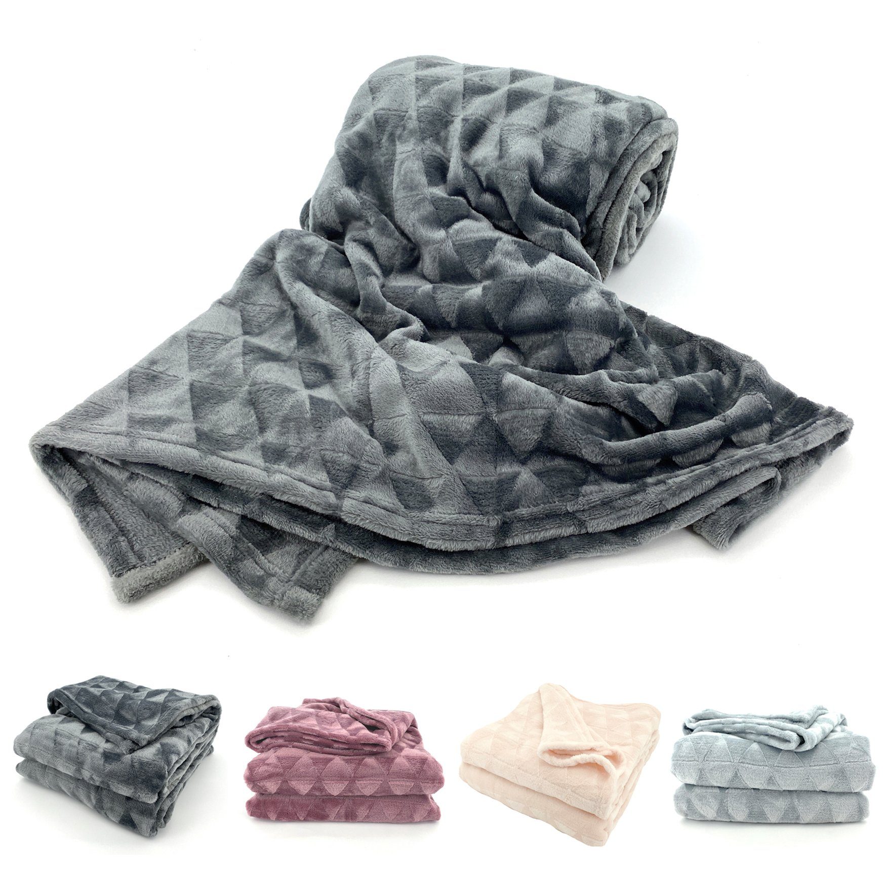 Wohndecke Soft Flanell Kuscheldecke Triangel Raute günstig online kaufen