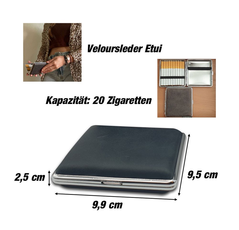 Thumbnail - Coumo Aufbewahrungsbox Zigarettenetui, Echt Leder, Veloursleder, Vintage