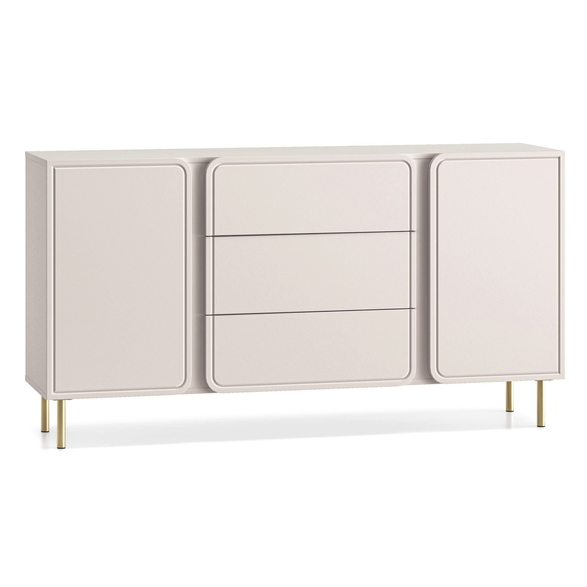 Selsey Sideboard LOPPA, Sideboard in Kaschmirbeige mit Schubladen & goldenen Füßen