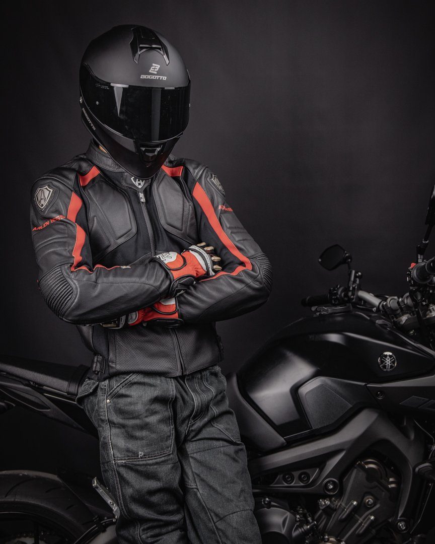 Lederjacke Black/Red Motorradjacke Arlen Ness Sportivo Motorrad