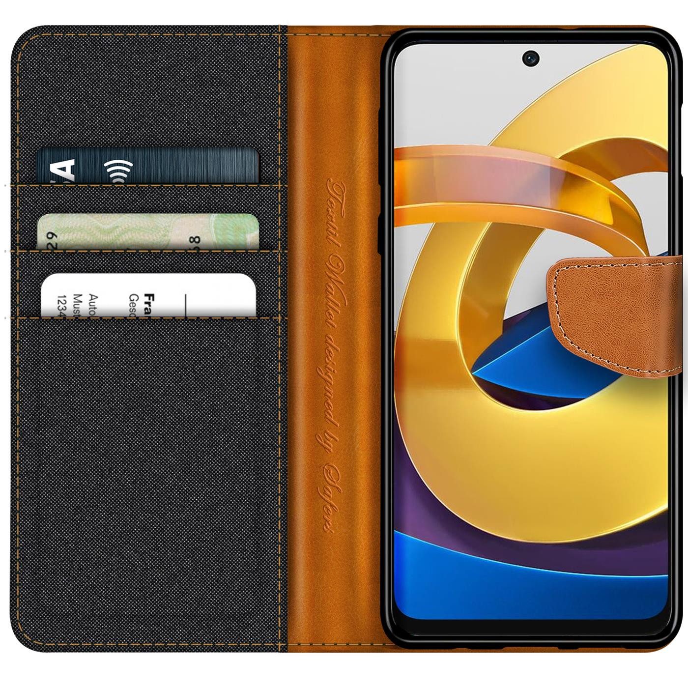 CoolGadget Handyhülle Denim Schutzhülle Flip Case für Xiaomi Poco M4 Pro 6,43 Zoll, Book Cover Handy Tasche Hülle für Poco M4 Pro 4G Klapphülle