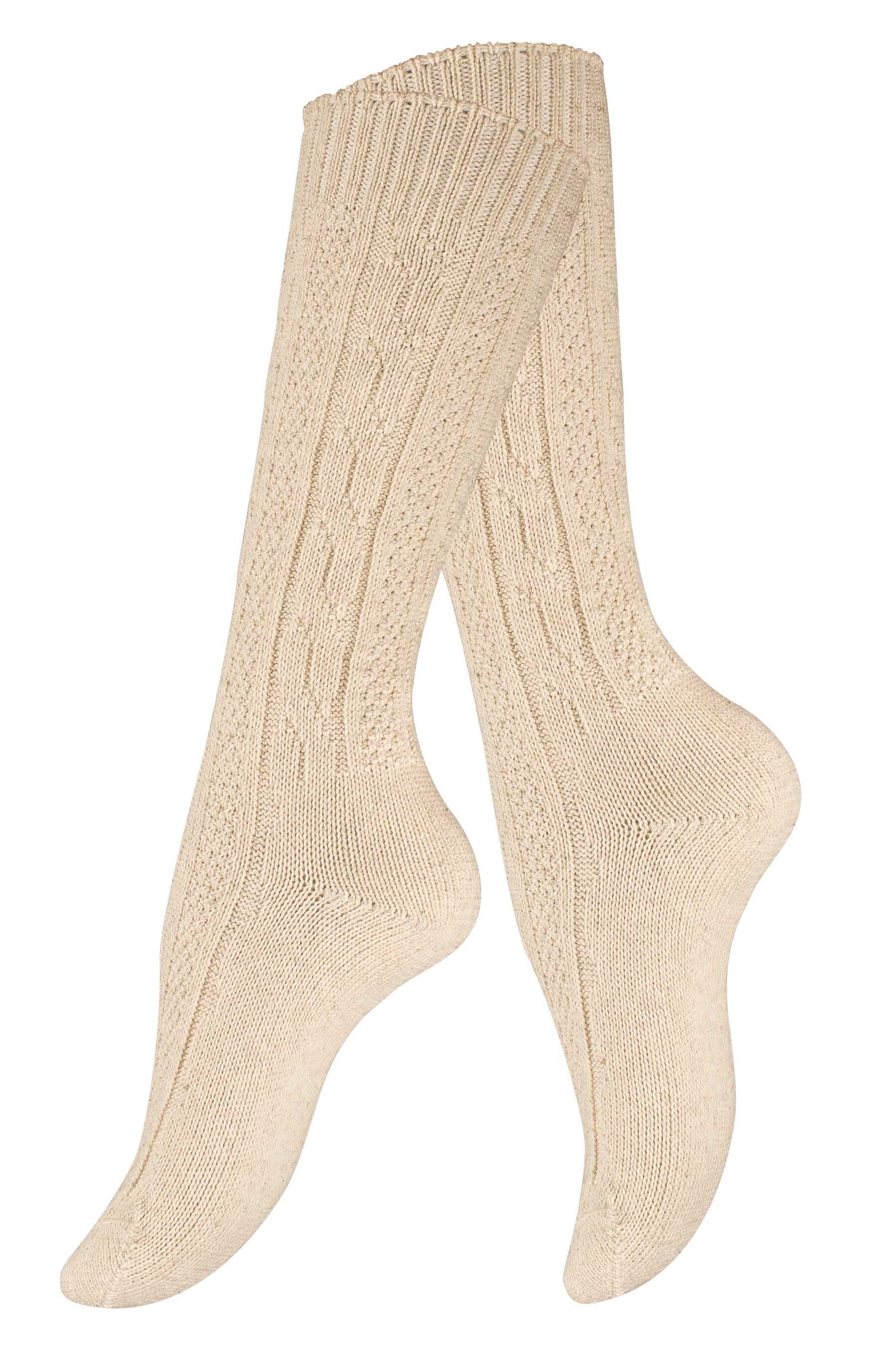Cotton Prime® Trachtensocken Trachten-Kniestrümpfe mit Zopfmuster