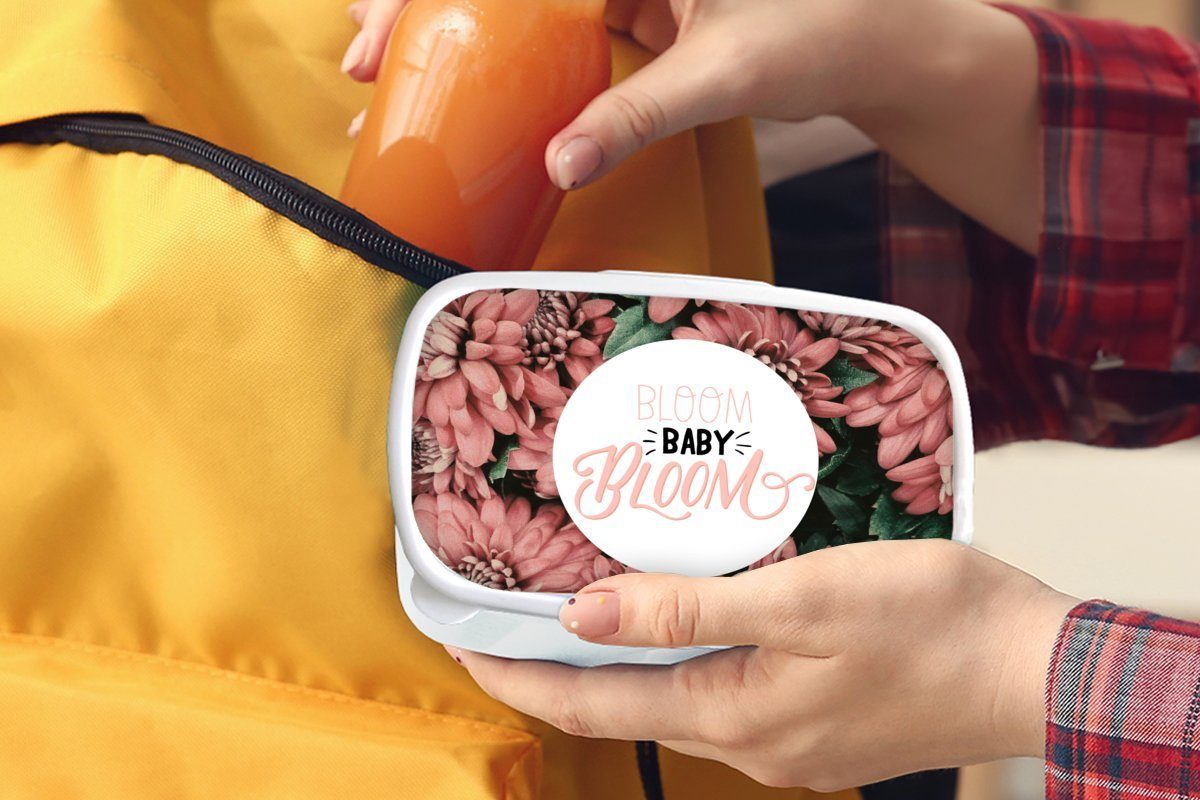 (2-tlg), Bloom für Jungs baby Lunchbox Erwachsene, Sprichwörter - und Brotbox Zitate, weiß und Mädchen bloom' Kinder Kunststoff, für - Brotdose, MuchoWow