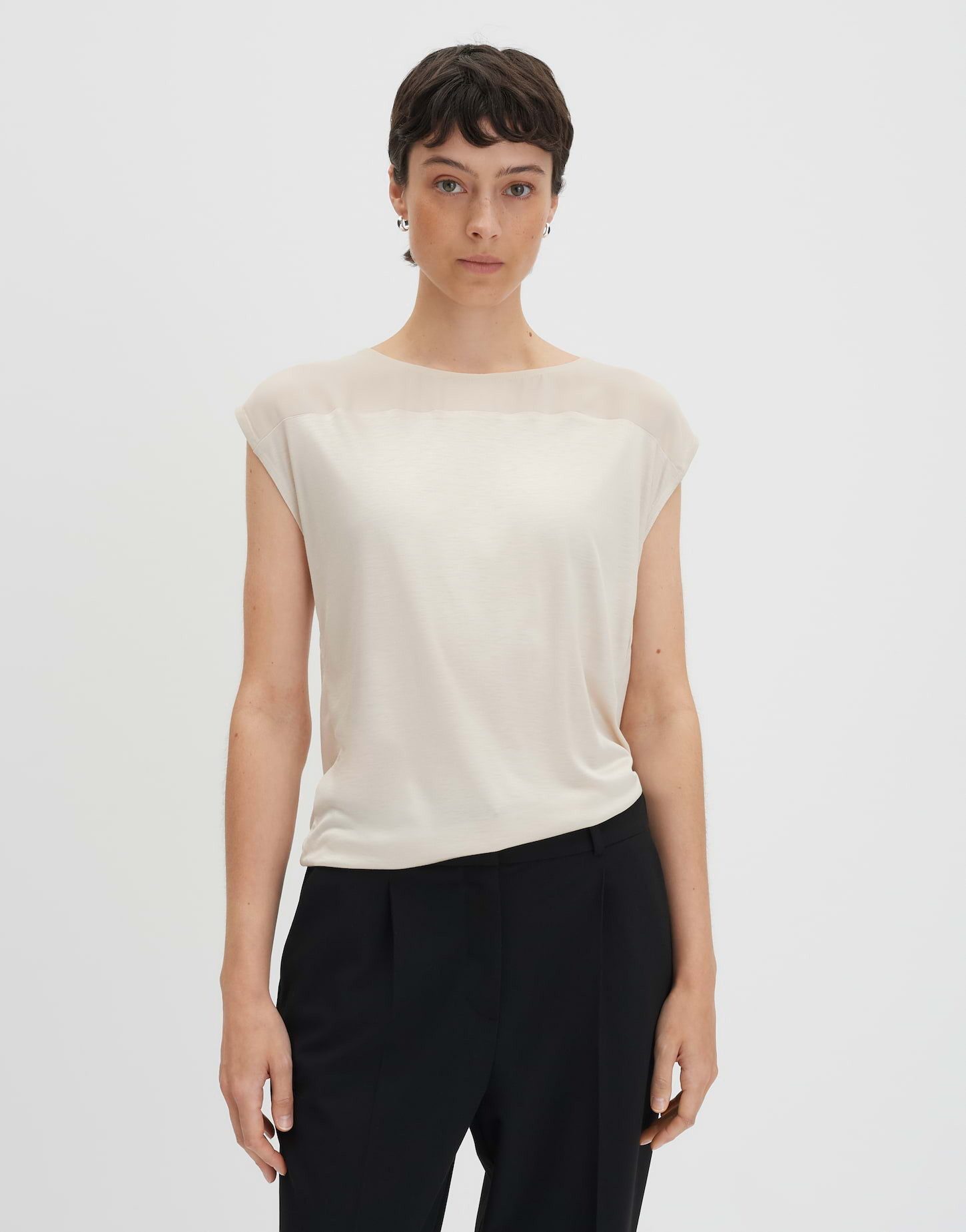 someday Kurzarmshirt KIRIMA Regular mit zarten Chiffonkrepp