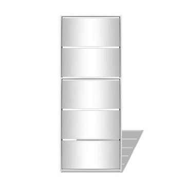 furnicato Schuhregal Schuhschrank mit 5 Fächern Spiegel Weiß 63×17×169,5 cm