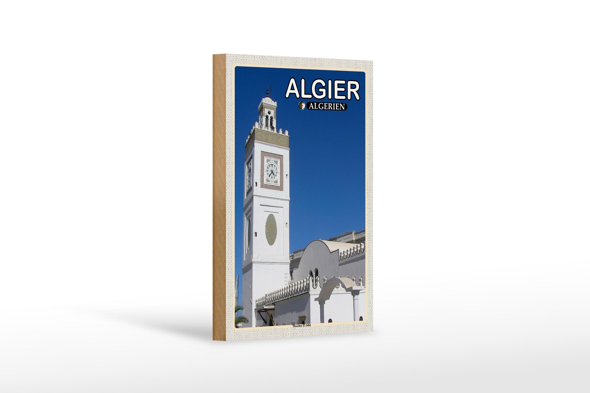 Femer GmbH Holzbild Reise 12x18 cm Algier Algerien Moschee El Jdid, (1 St), Glatte Holzfaserplatte (MDF), vorn beschichtet