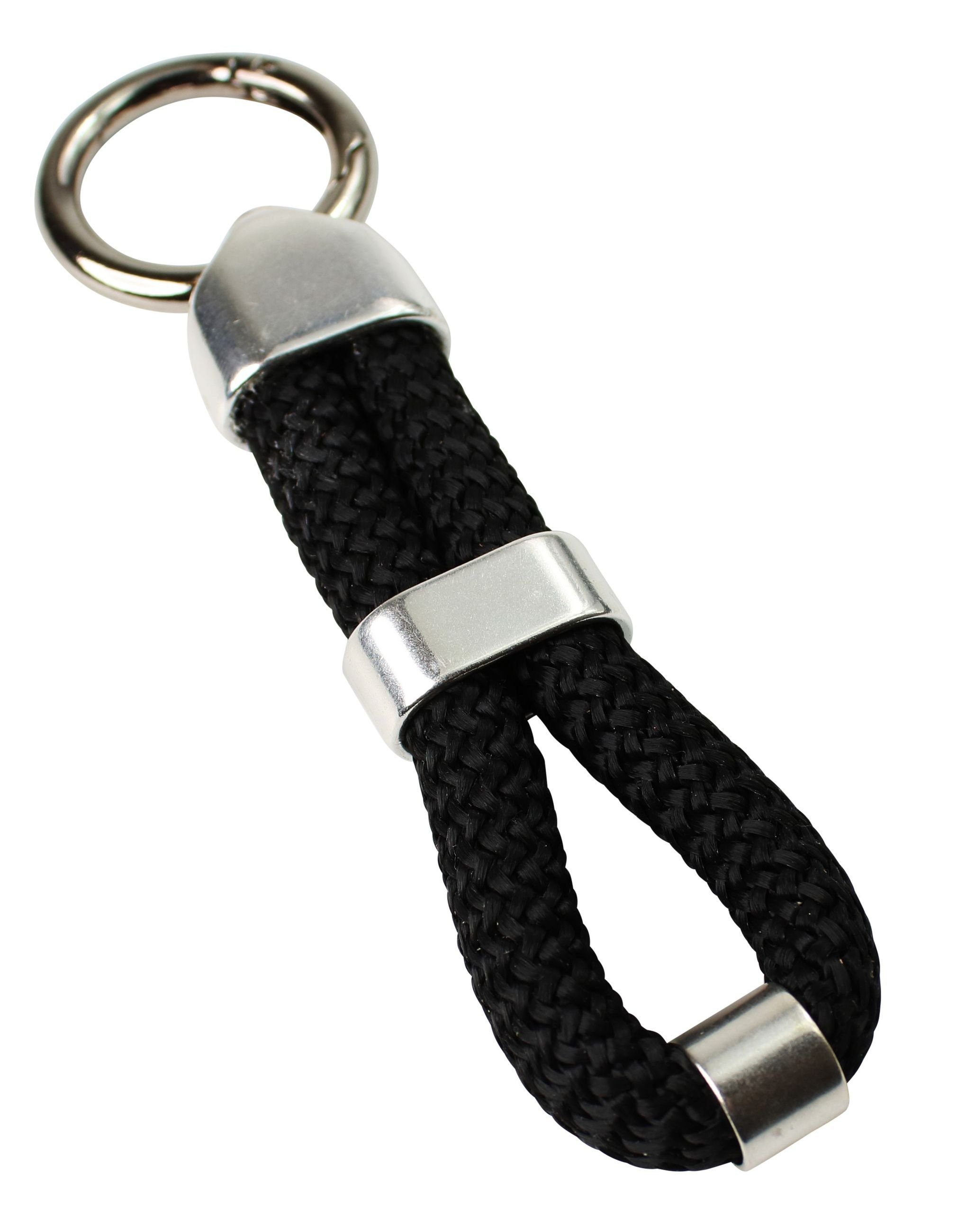 FRONHOFER Schlüsselanhänger 18841, Schlüsselanhänger mit softem Seil in tollen Farben und Zierteilen Schwarz