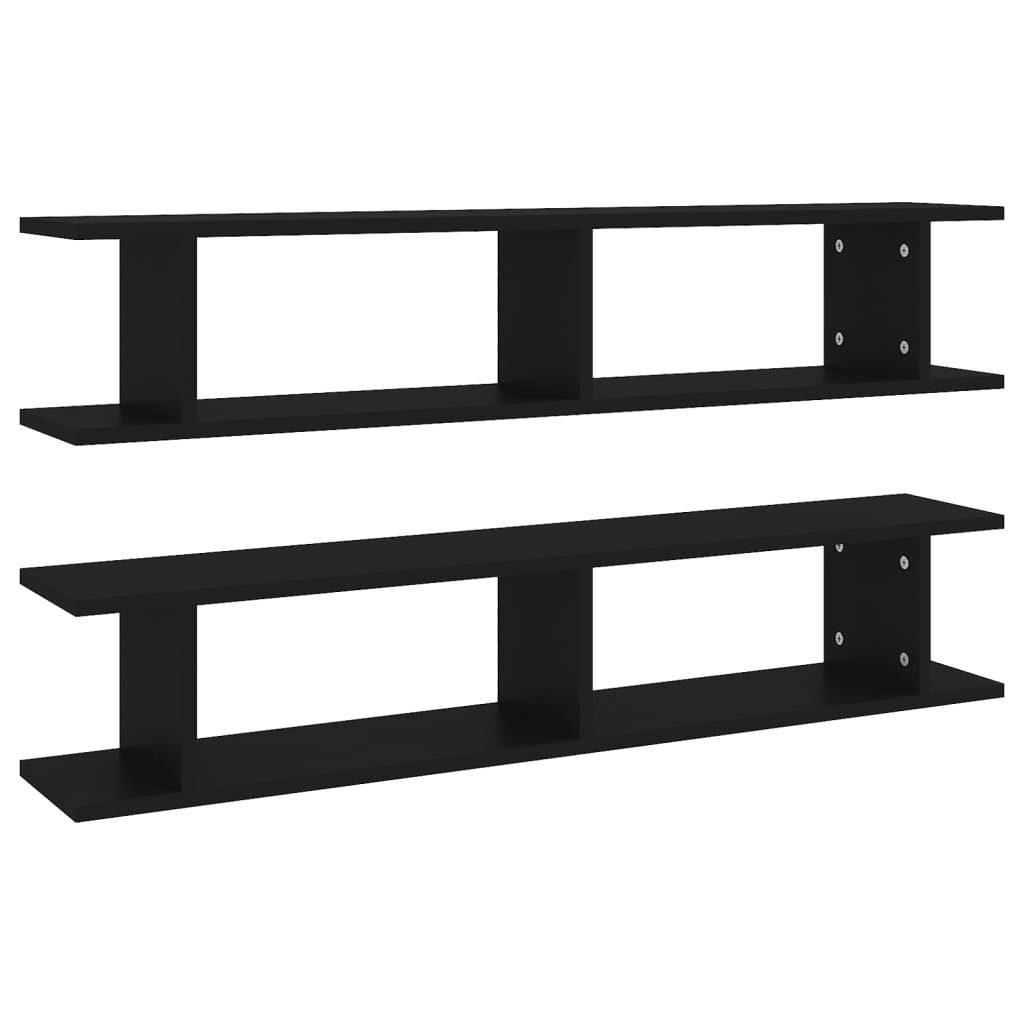 furnicato Wandregal Schwarzes 105 x 18 x 20 cm - Robust und stilvoll, 2-tlg.