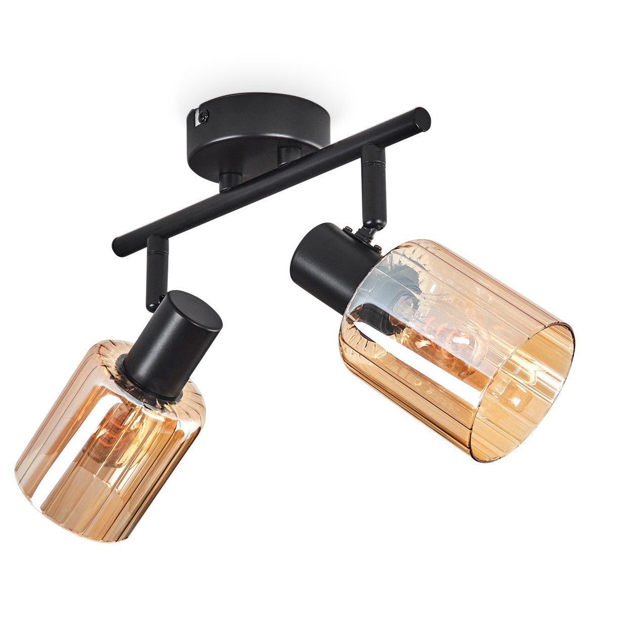 hofstein Deckenleuchte Deckenlampe aus Metall/Glas in Schwarz, ohne Leuchtm günstig online kaufen