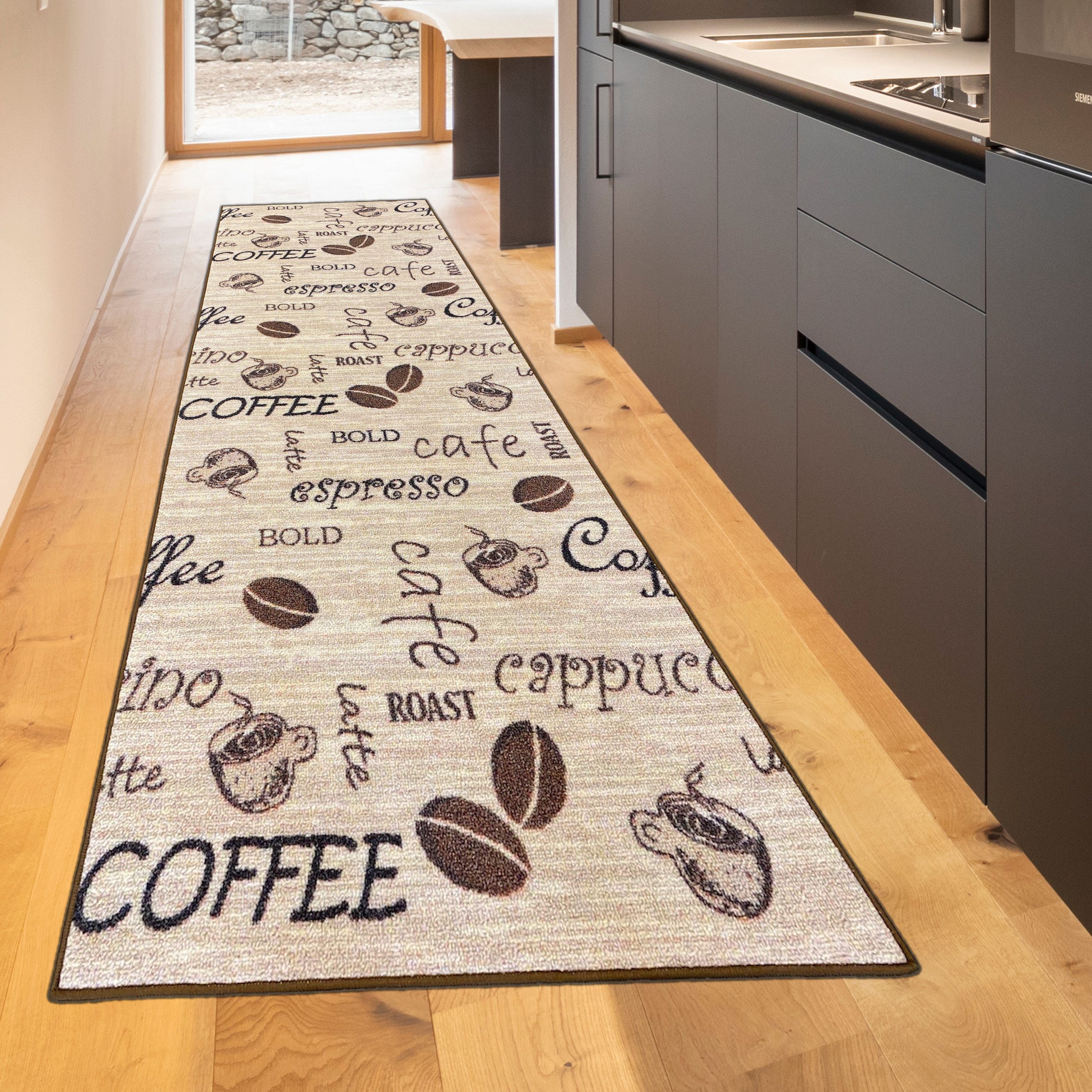 TeppichHome24 Teppich Moderner Küchenläufer Coffee Design – Rutschfester Te günstig online kaufen