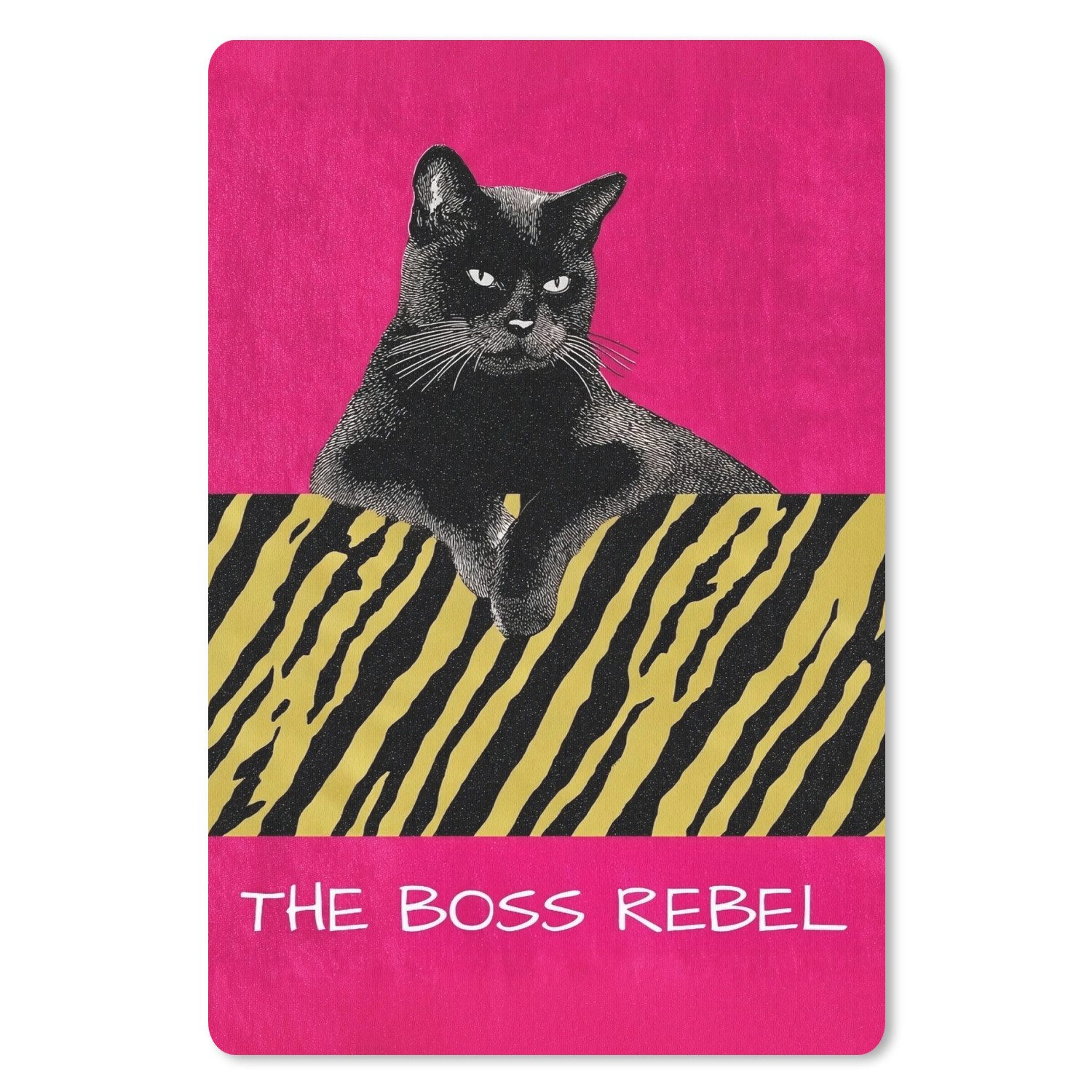 MuchoWow Mauspad Katze - Boss - Rosa - Tigerdruck (1-St), Maus Pad Klein, Gaming Zubehör, Büro Deko, 18x27 cm