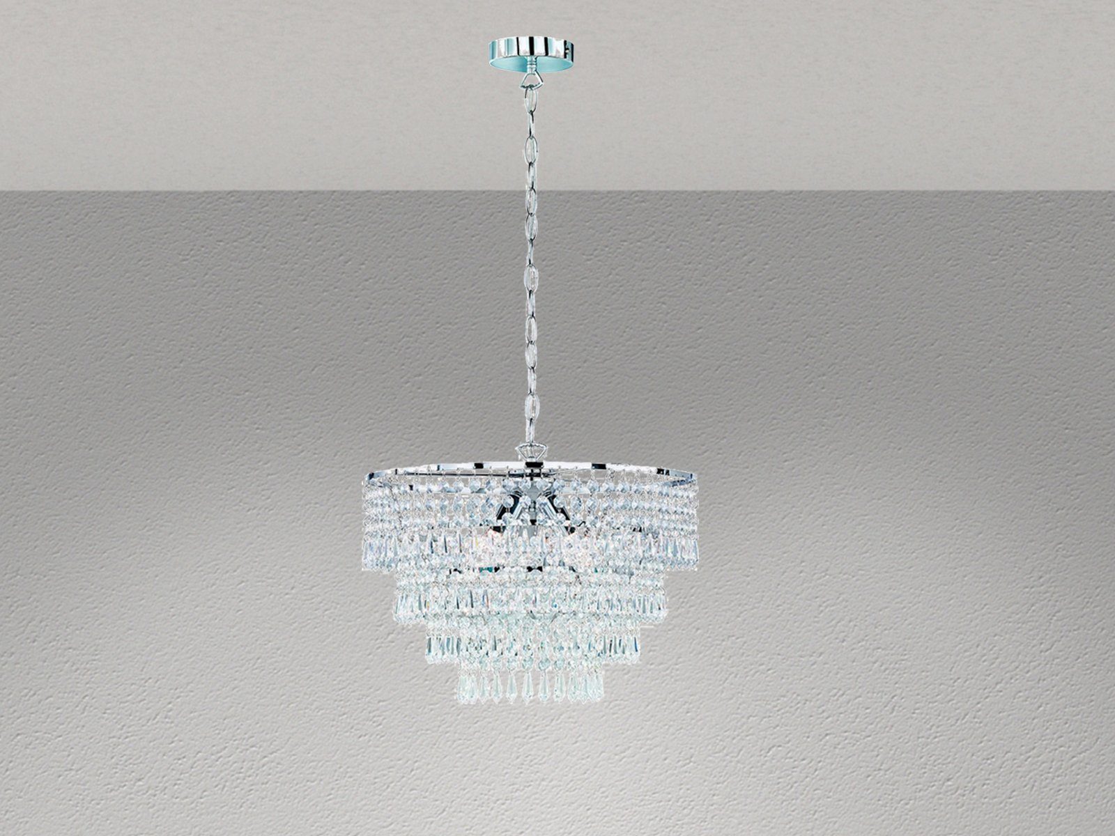 Reality Leuchten LED Kronleuchter, Dimmfunktion, LED wechselbar, Warmweiß, Kristall Pendelleuchte über Esstisch und Couchtisch hängend Ø 42cm
