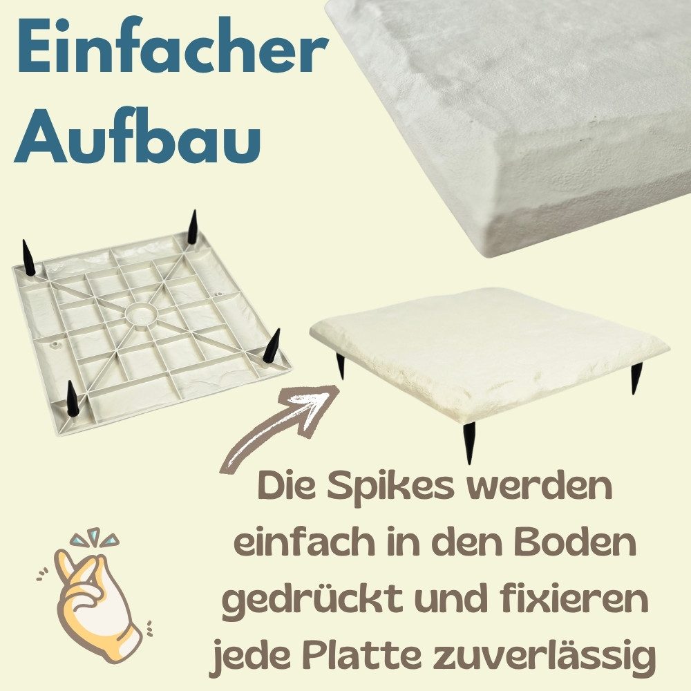GarPet Klickfliesen 8er Set Trittsteine Garten Gehwegplatten Kunststoff 40x40 Trittplatten – Bild 4 von 5