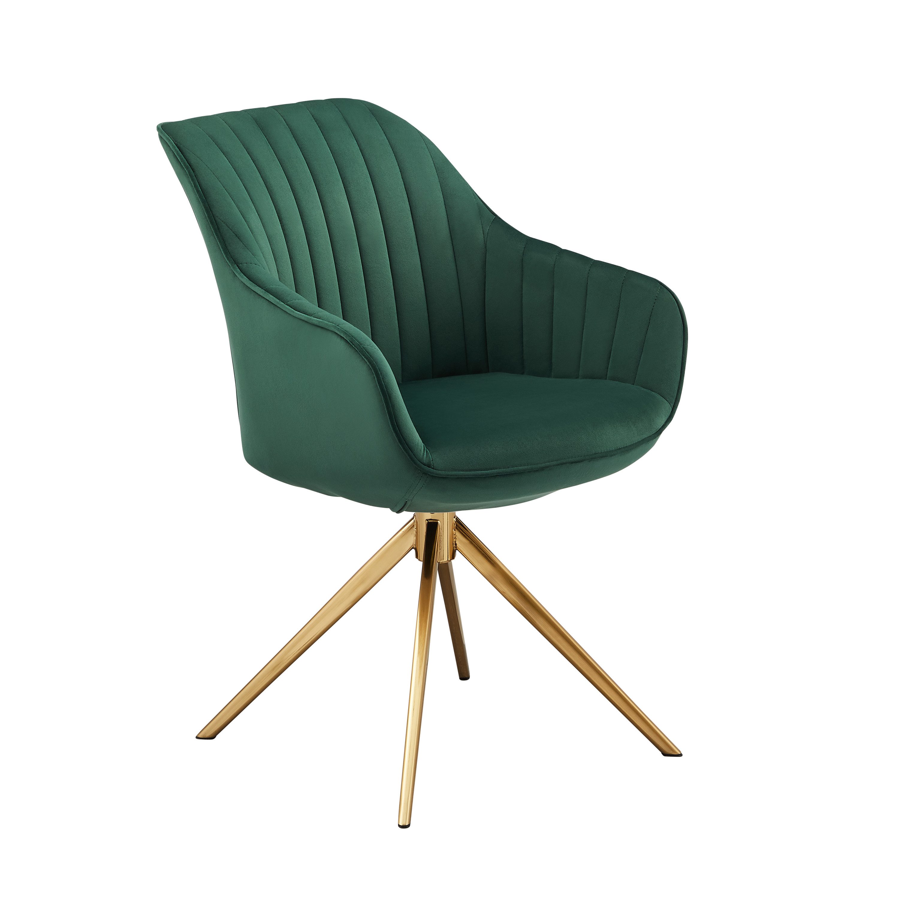 Art Leon Esszimmerstuhl CC001 (Esszimmerstühle Drehbar Samtstuhl Polsterstuhl mit Armlehnen Golden Metallbeine, 1 St), 360 Grad Drehbar Schreibstuhl Sitzfläche 43x42cm 1 Stück Küchestuhl