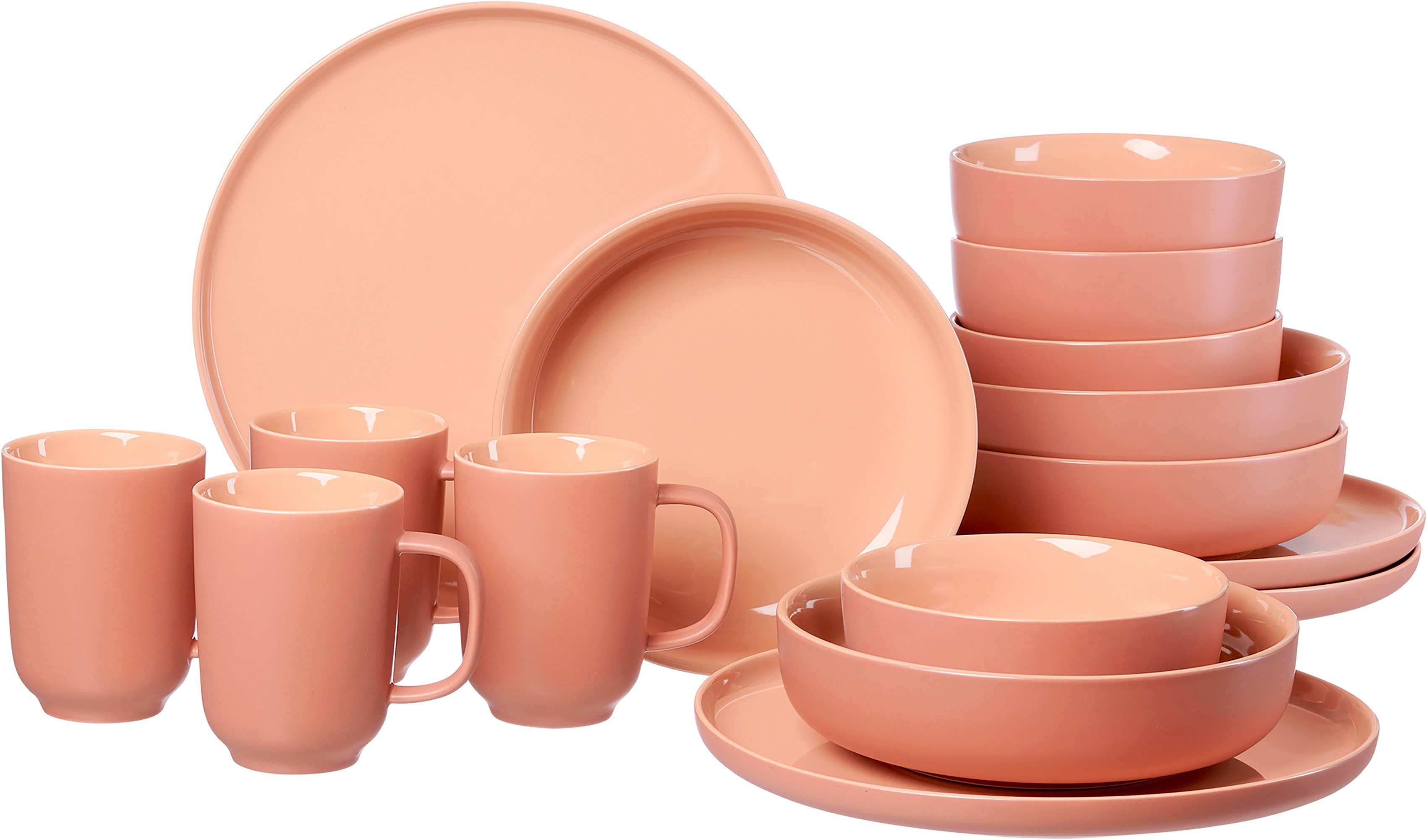 Ritzenhoff & Breker Комбинированное обслуживание Geschirr-Set, Service Jasper (16-tlg), 4 Personen, Steinzeug, im Scandic Style, 16 Teile, für 4 Personen