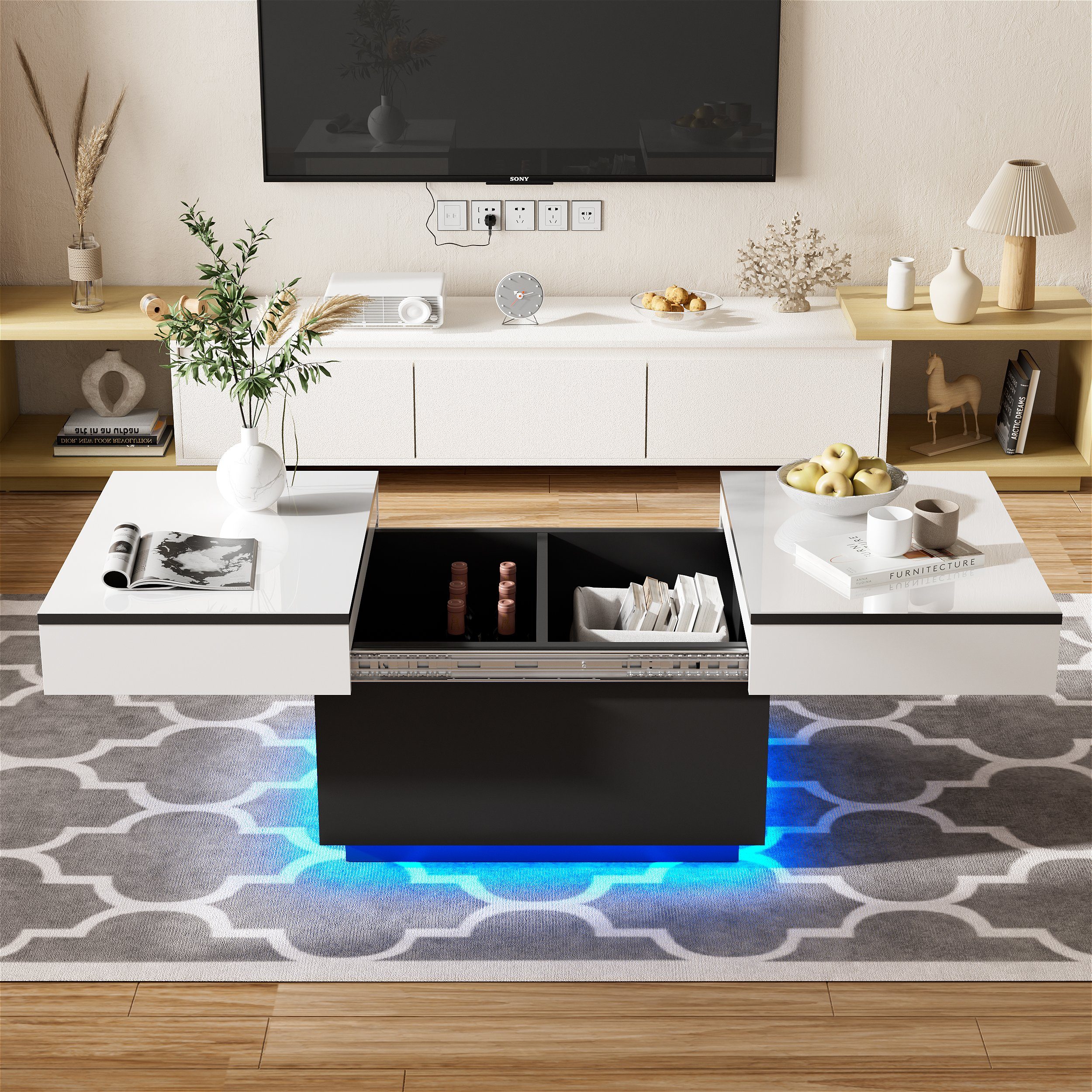 TWSOUL Couchtisch Wohnzimmertisch mit 2 Stauräume, Beistelltisch, Sofatisch günstig online kaufen