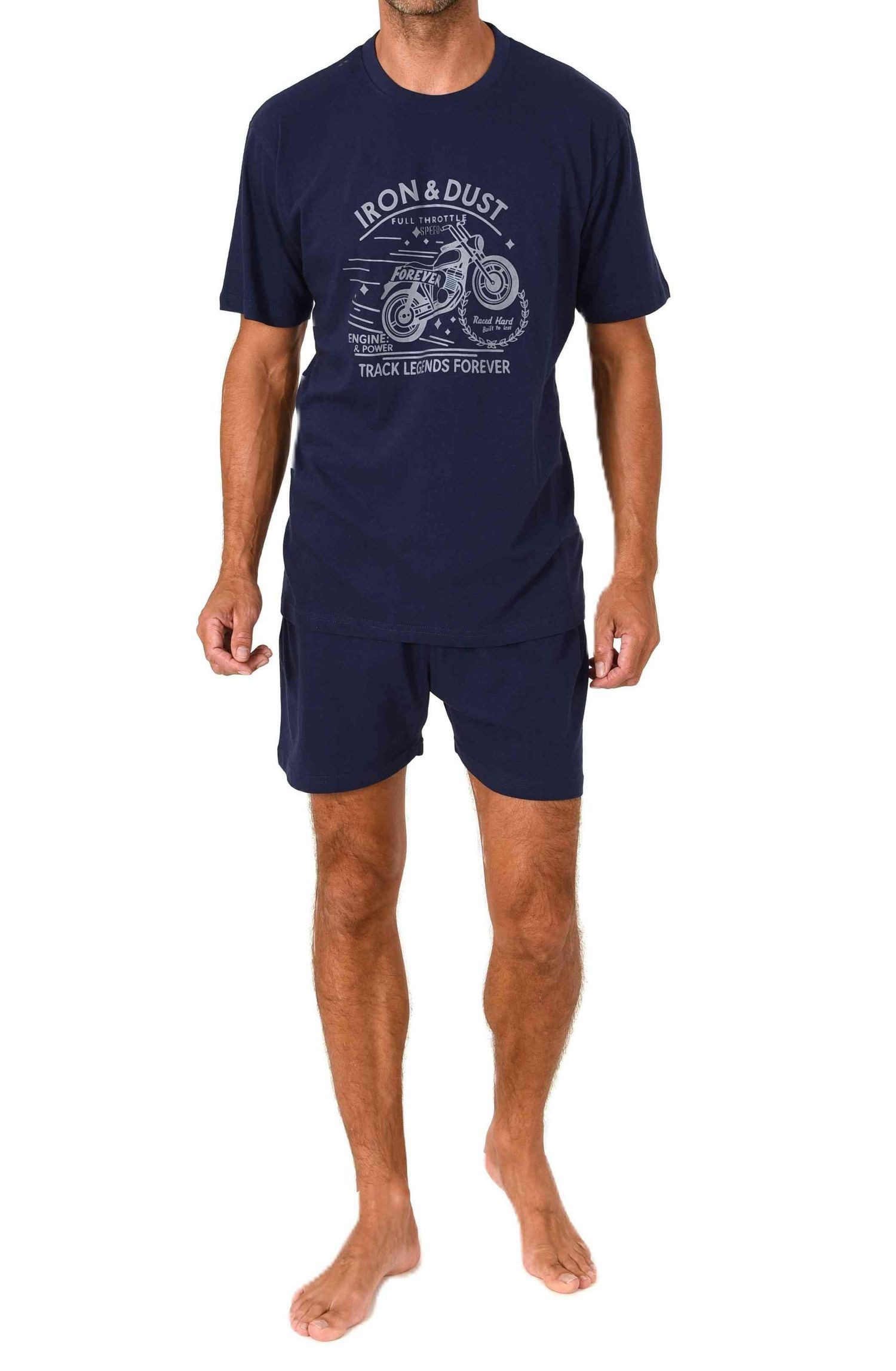 Pyjama Normann Herren kurzarm Schlafanzug Shorty Pyjama mit Frontprint