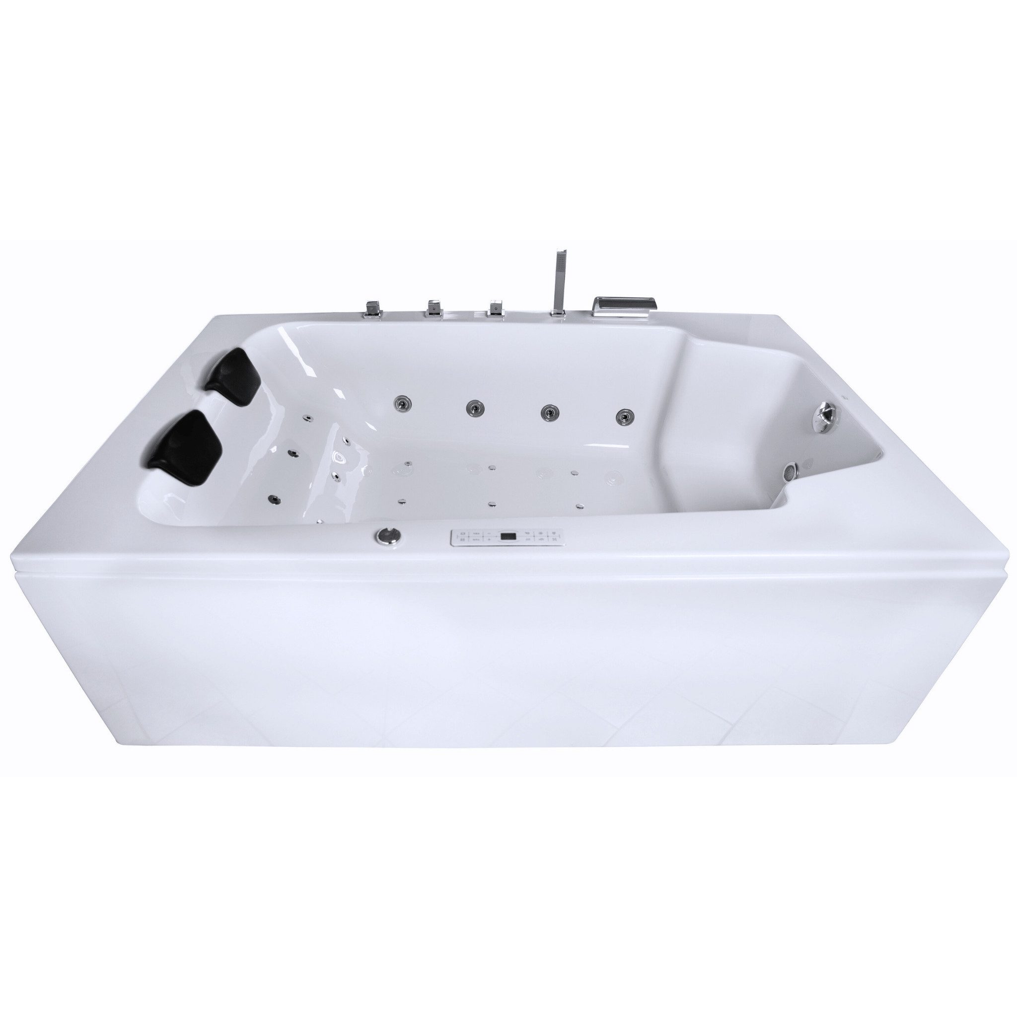 Caribia Whirlpool-Badewanne Classic Premium / 190x120 - 28 Düsen Wasserfall, LED & Bluetooth