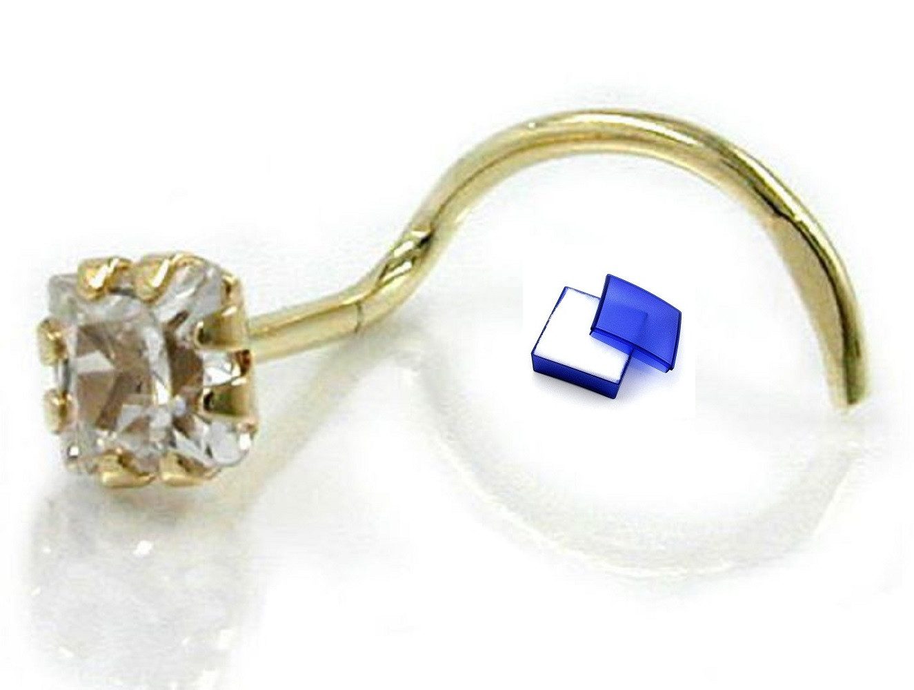 unbespielt Nasenpiercing Nasenstecker Piercing 3 mm Spirale mit Zirkonia weiss 585 Gold, Goldschmuck für Damen