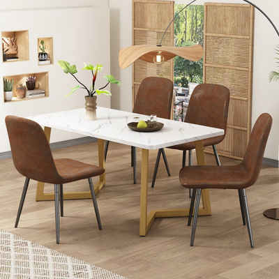 Ulife Essgruppe Esstisch mit 4 Stühlen Moderner Küchentisch Set, (5-tlg), Küchetisch Esszimmerstuhl, Metallbeine