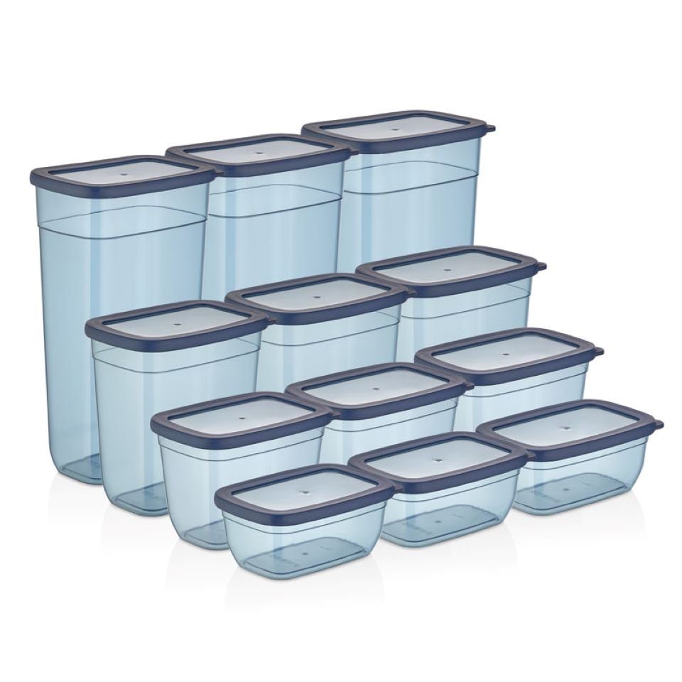 Bems Home Vorratsdose Kumsal BPA- Kunststoff, 12 Teilig Freies Rechteckig (12-tlg) Blau, Sparset