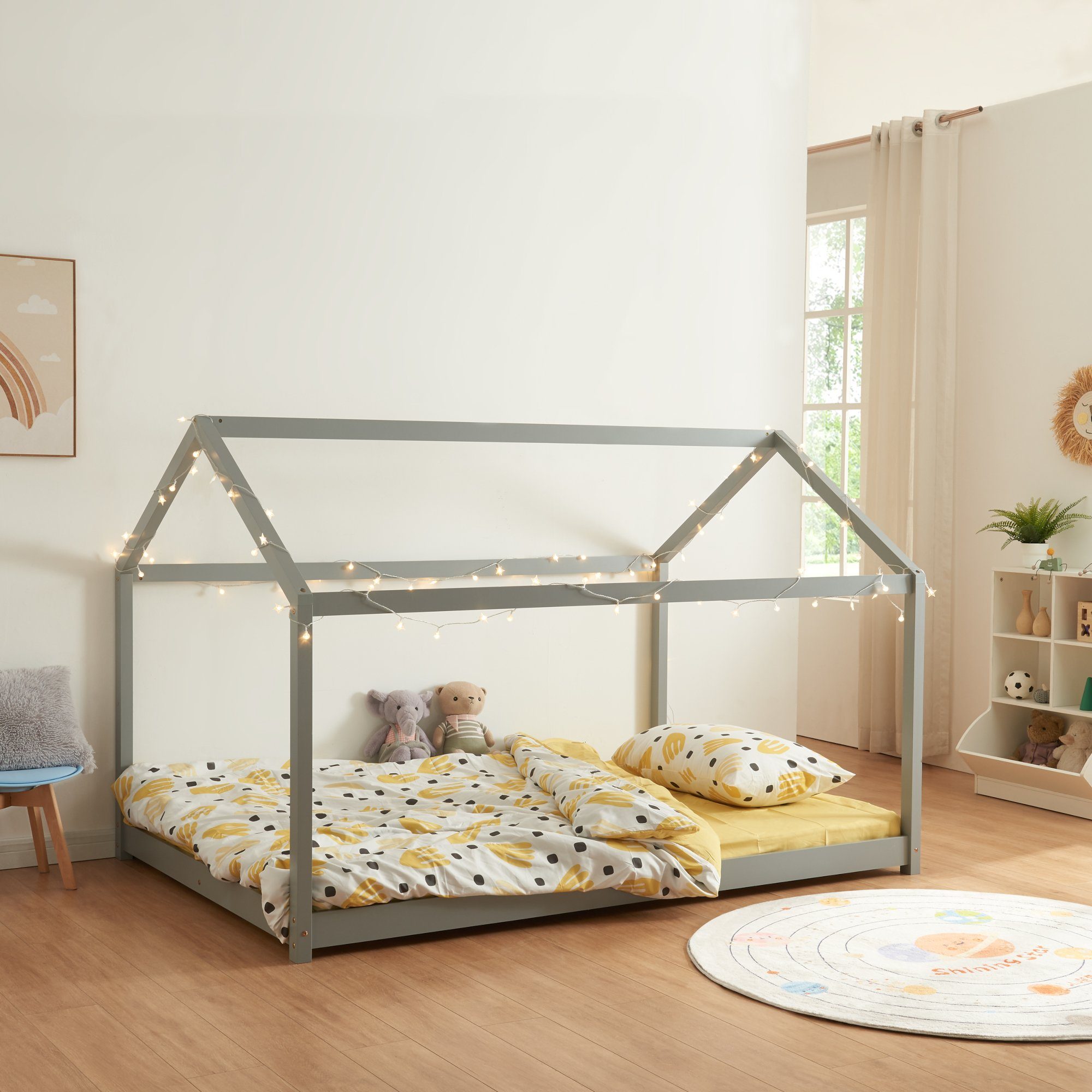 en.casa Hausbett, »Cerro« Kinderbett 140x200cm Grau günstig online kaufen