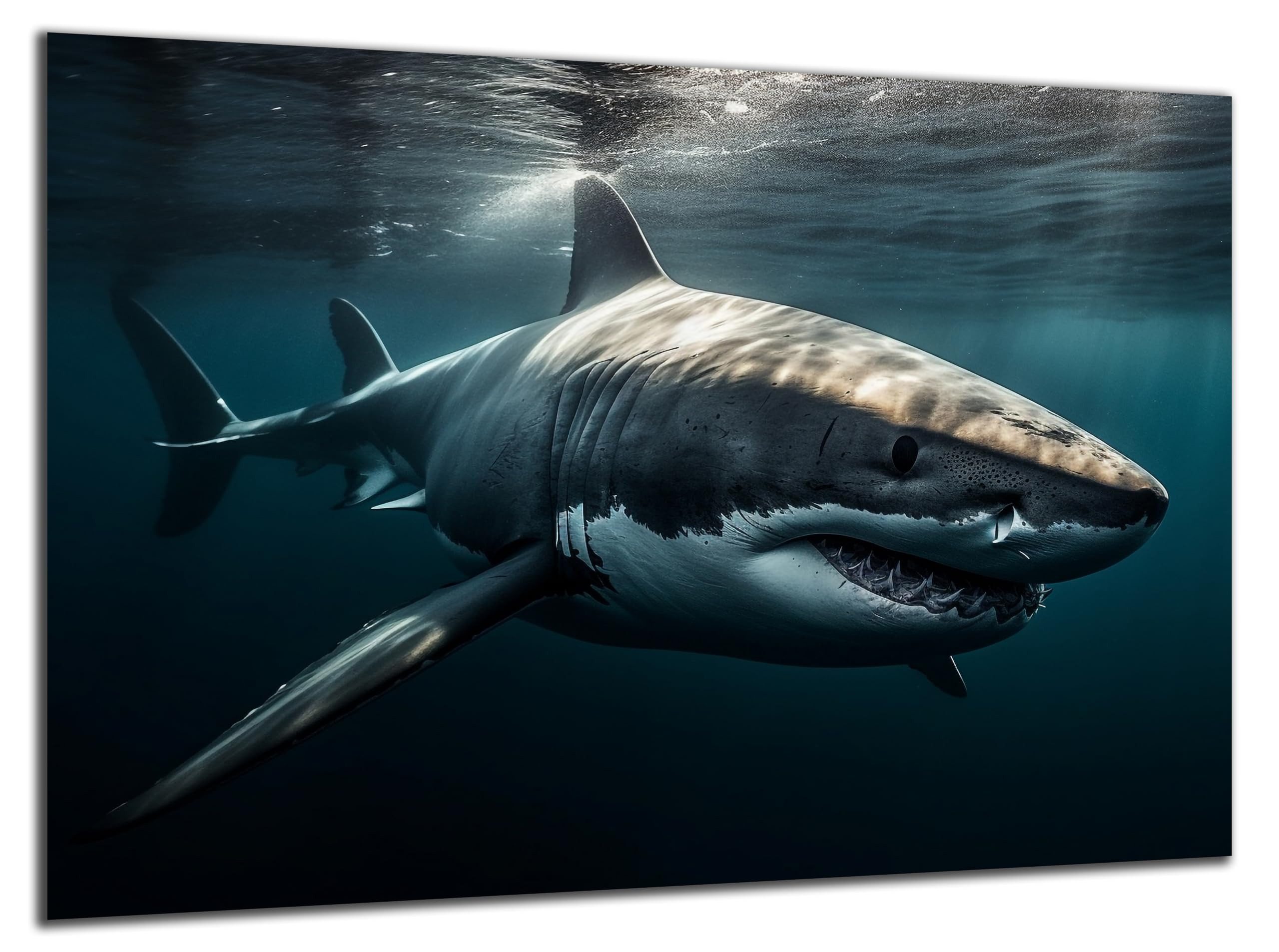 DARO Design Wandbild Unterwasserwelt Wandbilder Wand Deko Bilder Modern Leinwandbild, (Unterwasser Hai - Bild groß Badezimmer Flur Wohnzimmer Schlafzimmer Büro Einteilig Querformat Fotodruck Unterwasserwelt), 84x56 cm