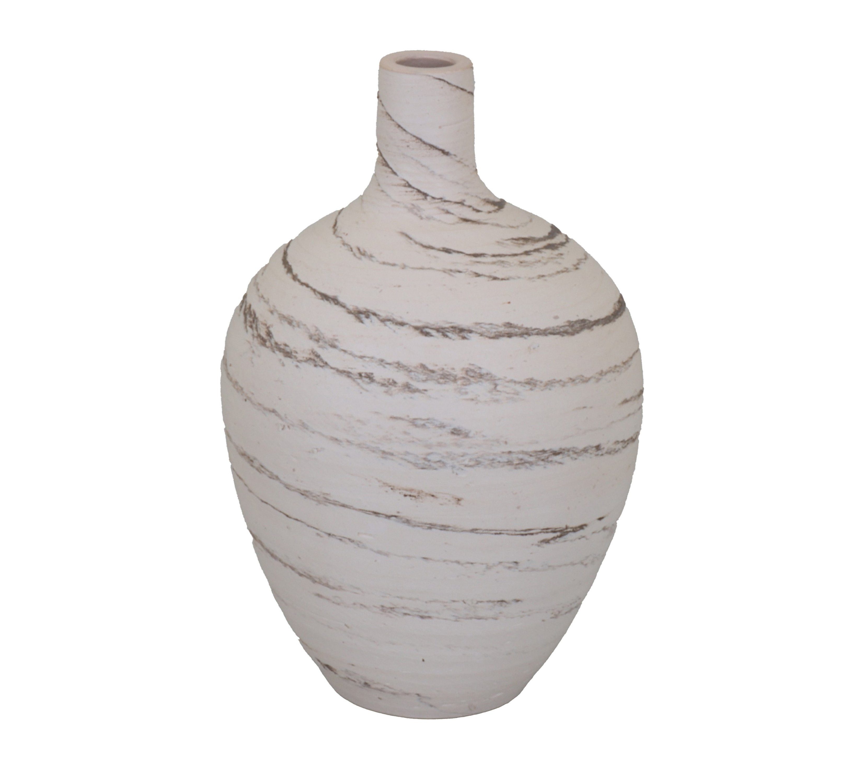 tegawo Dekovase Lava, Flasche Keramik, bauchig, handgemacht Creme mit Muster
