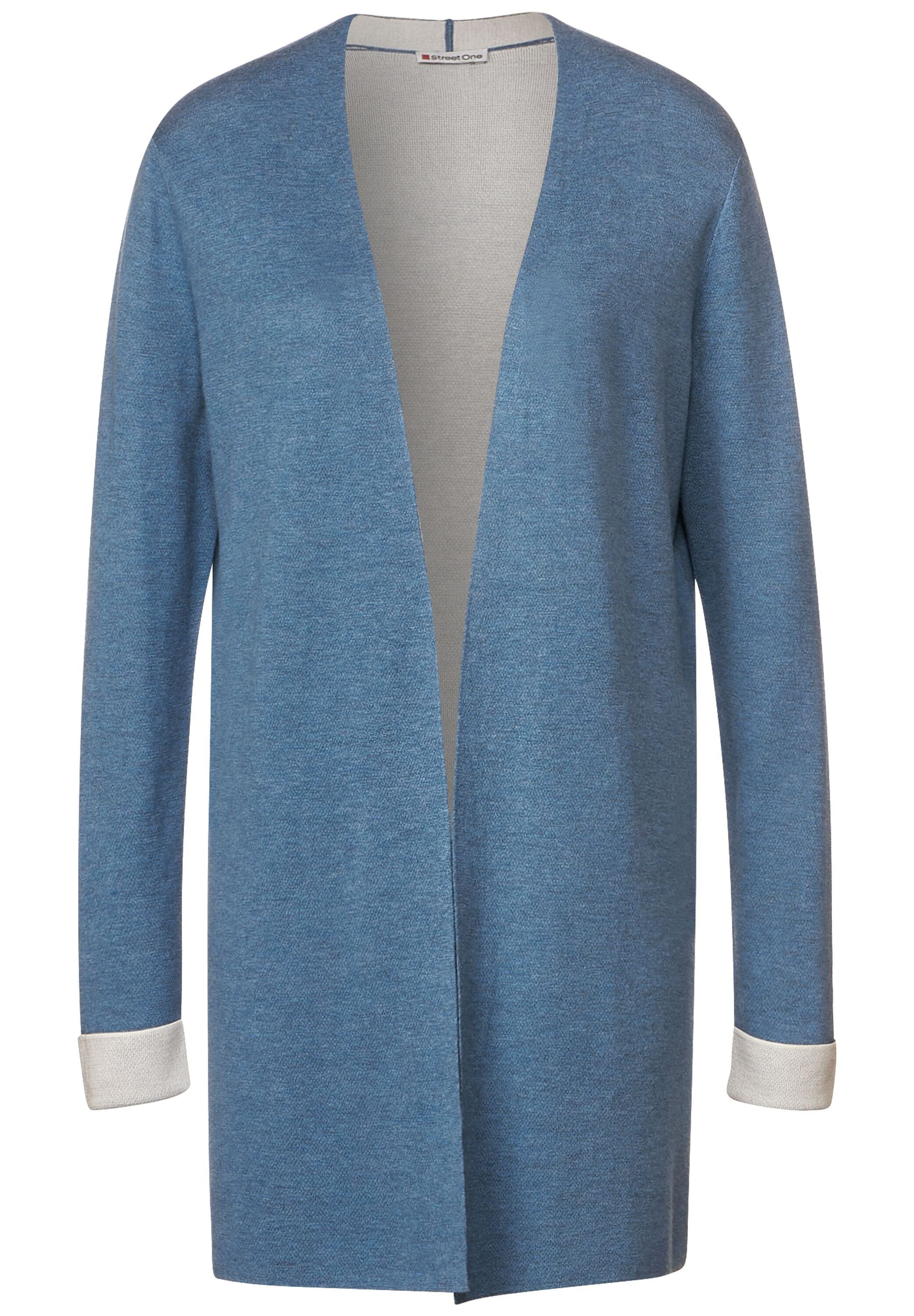 melange Doubleface-Design STREET blue Strickjacke satin im ONE