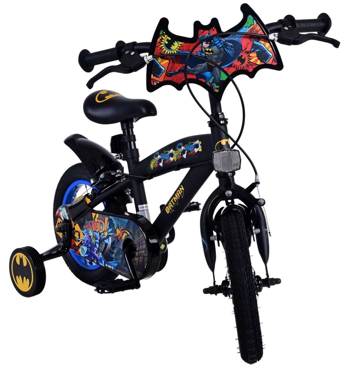 Volare Kinderfahrrad 12" 12 Zoll Kinder Jungen Fahrrad Rad Bike Kinderrad Batman 21131-safw, Stützräder, Kettenschutz, Schutzbleche