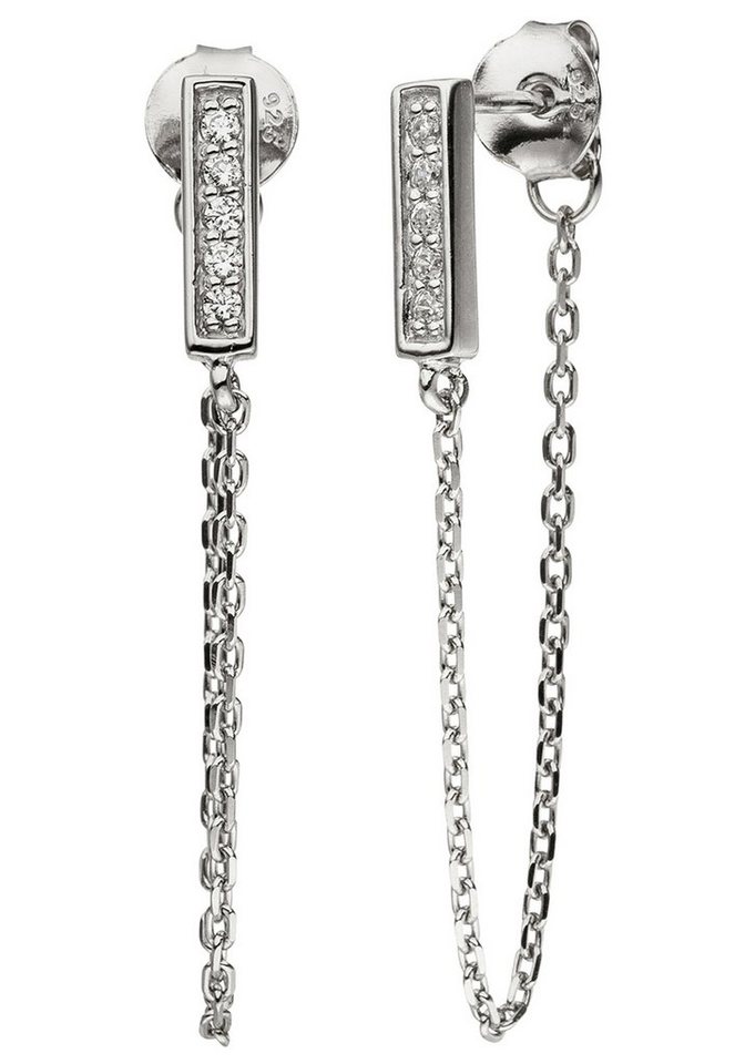 JOBO Paar Ohrhänger, 925 Silber mit 10 Zirkonia