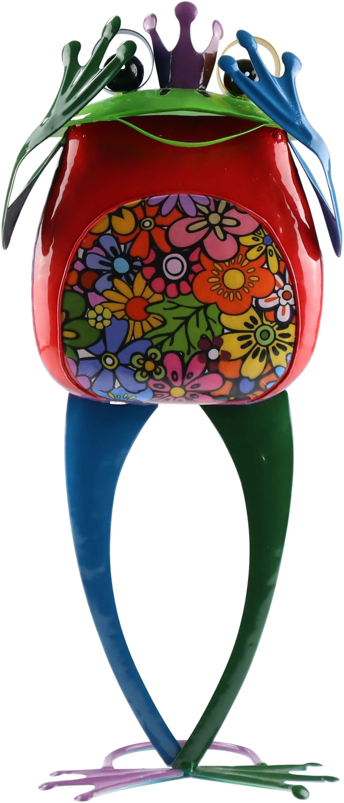 AM Design Dekofigur bunter Frosch aus Metall, handgefertigte Osterdekoration