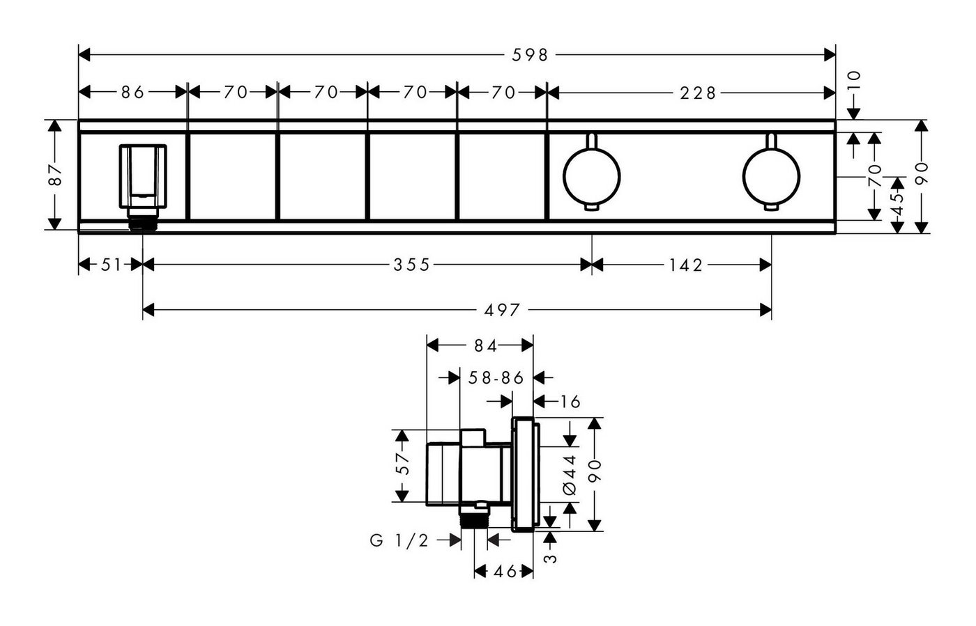 Thumbnail - hansgrohe Brausethermostat RainSelect Thermostat für 4 Verbraucher mit integriertem Brausehalter Unterputz
