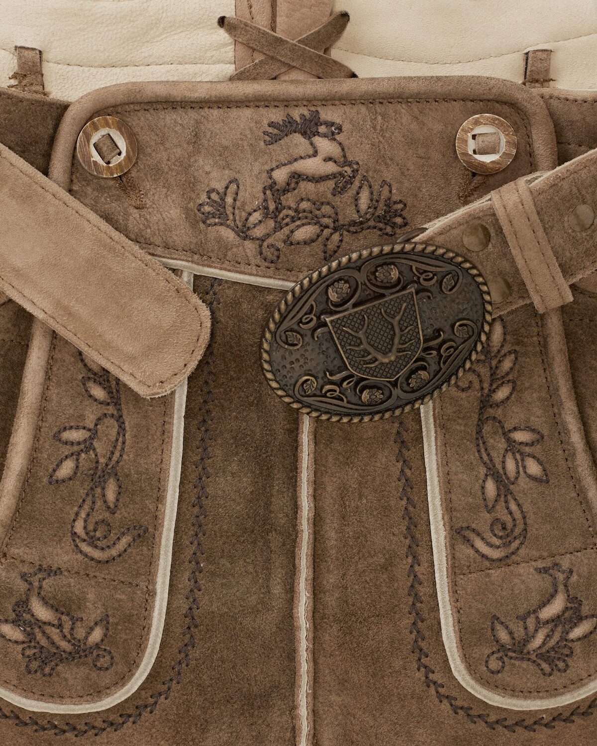 KRÜGER BUAM Trachtenlederhose Kurze Lederhose mit Gürtel