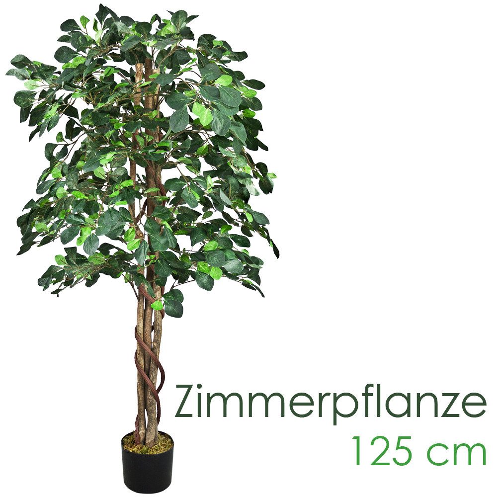 Kunstbaum Künstliche Pflanze Kunstlicher Baum Kunstbaum mit Echtholz 125 cm, Decovego